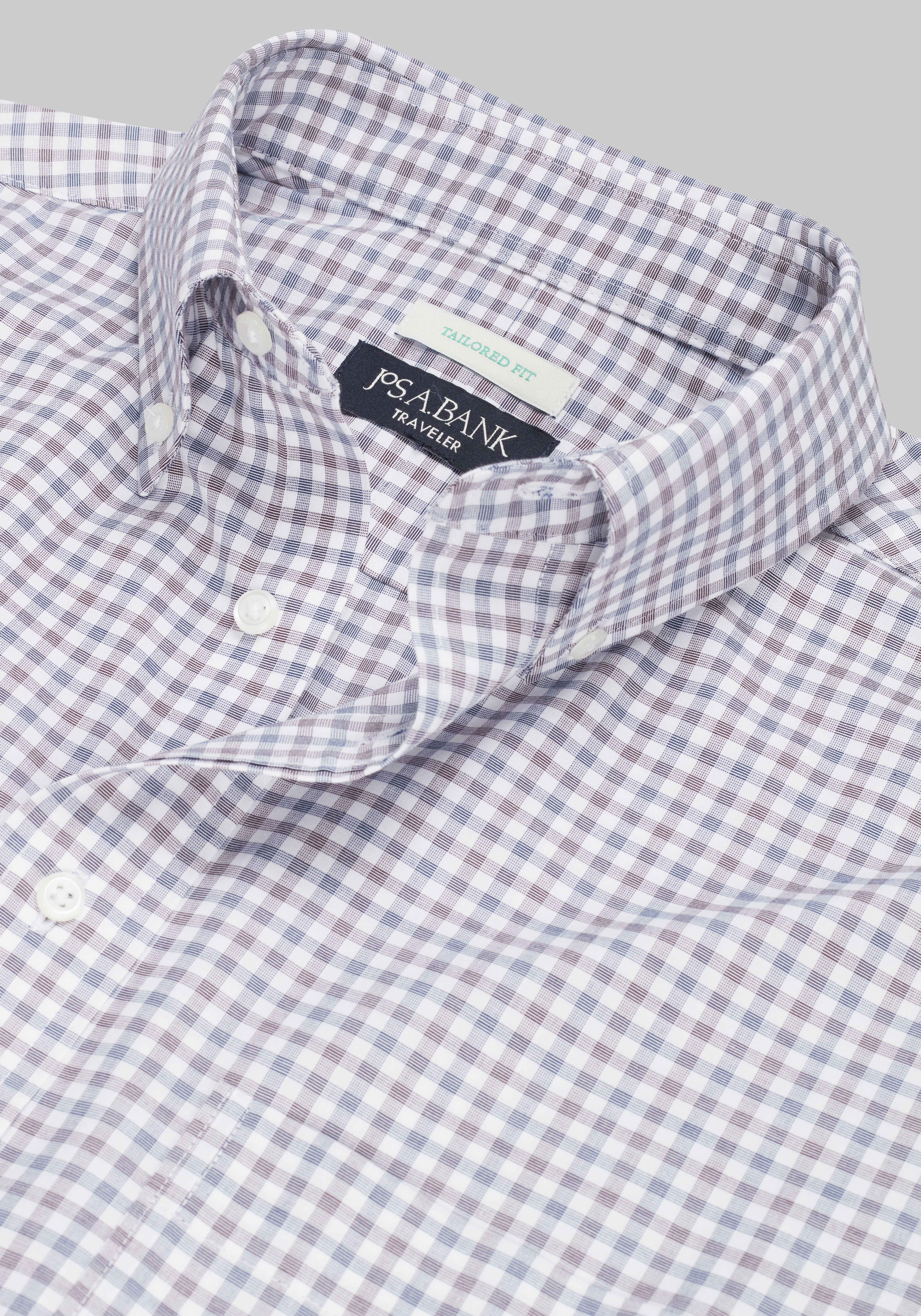 Traveler® Collection Tailored Fit Button-Down Collar Gingham Dress Shirt CLEARANCE