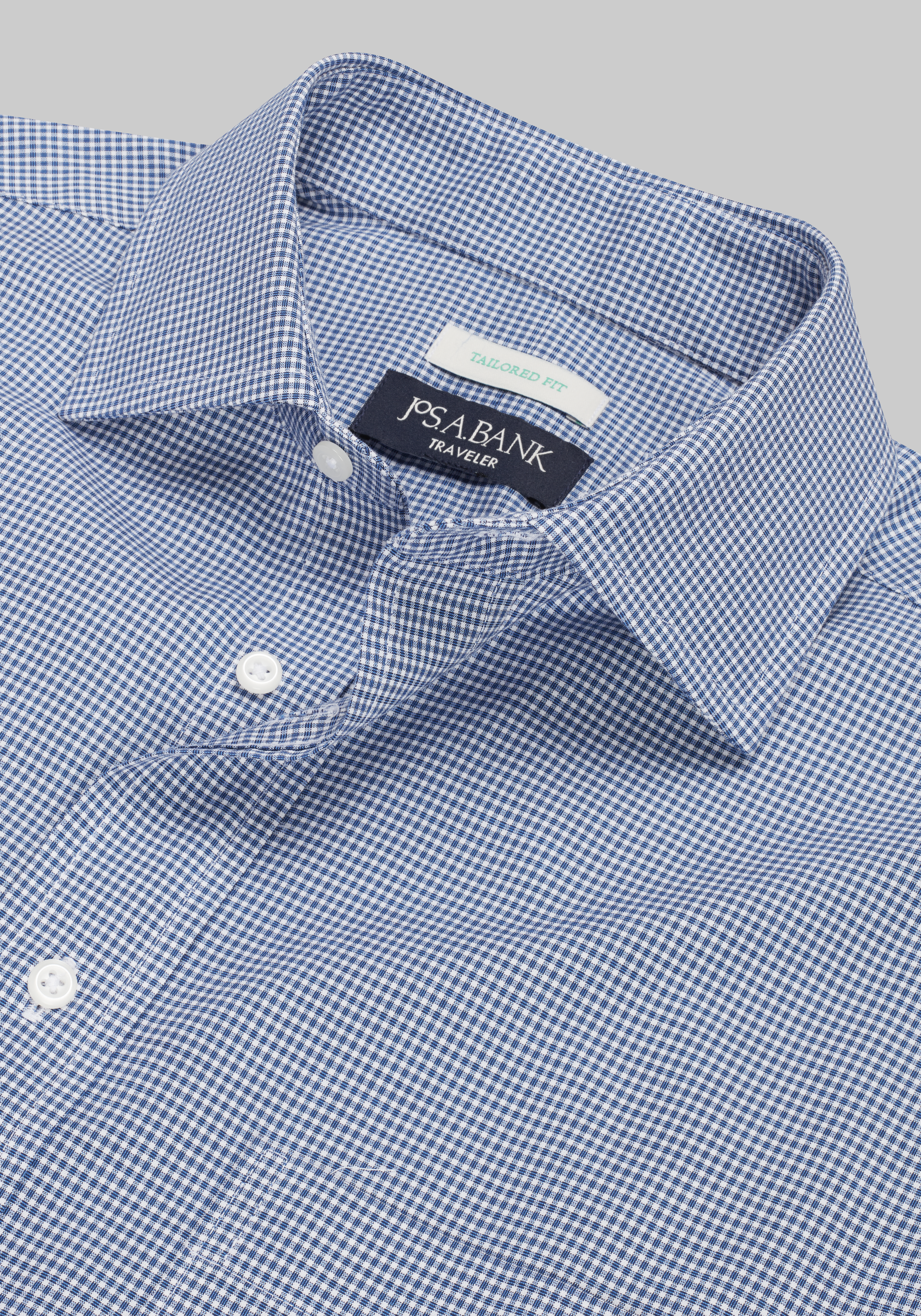 Traveler® Collection Tailored Fit Spread Collar Micro Check Dress Shirt CLEARANCE