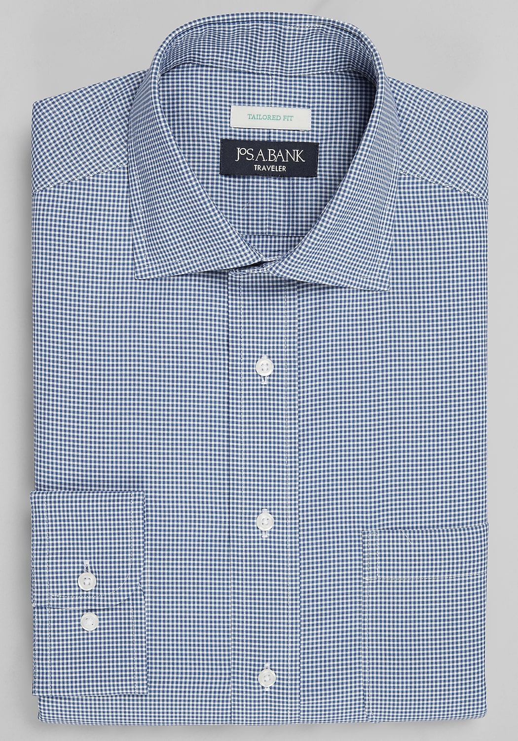 Traveler&reg; Collection Tailored Fit Spread Collar Micro Check Dress Shirt