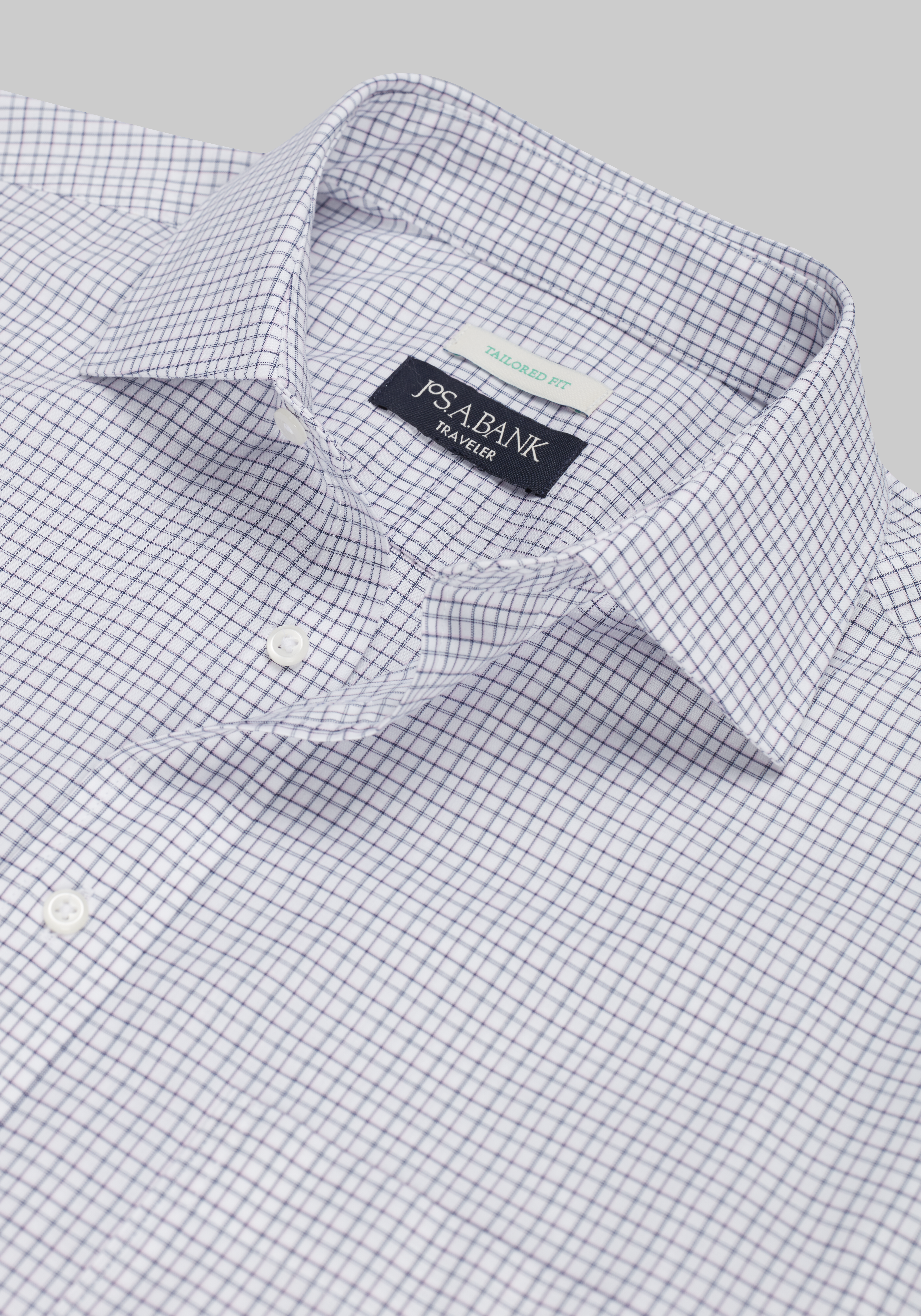 Traveler® Collection Tailored Fit Spread Collar Check Dress Shirt CLEARANCE
