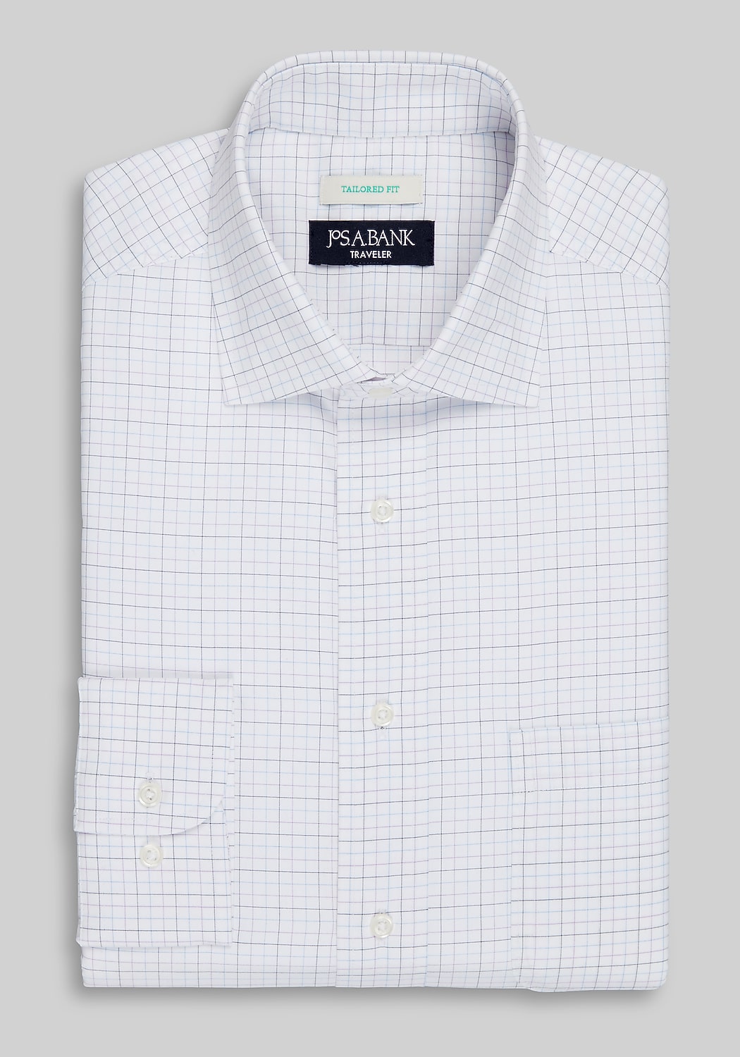 Traveler Collection Tailored Fit Spread Collar Tattersall Dress Shirt