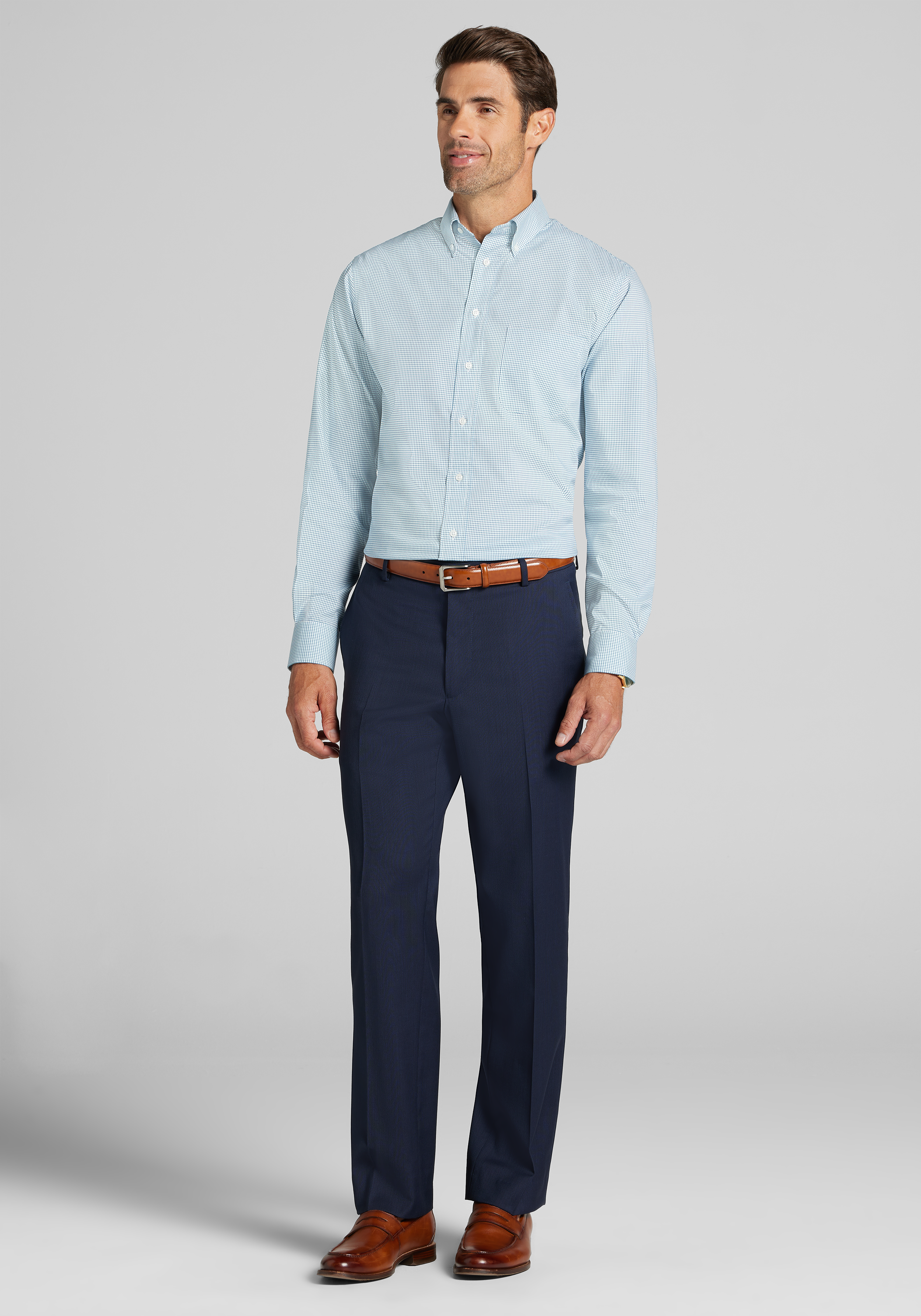 Jos. A. Bank Comfort Stretch Tailored Fit Button-Down Collar Check Dress Shirt