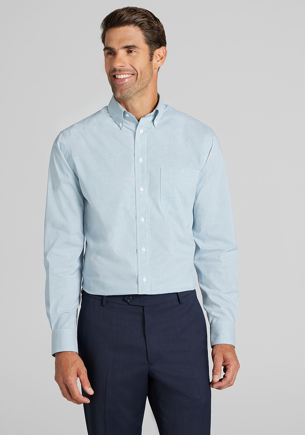 Jos. A. Bank Comfort Stretch Tailored Fit Button-Down Collar Check Dress Shirt