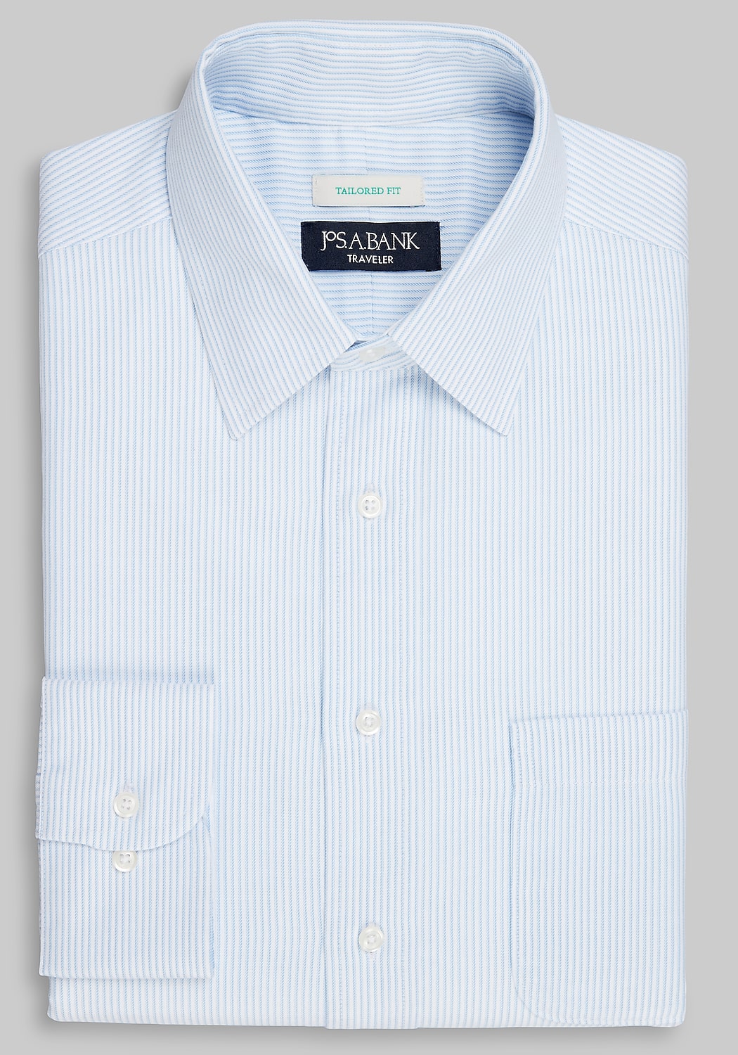 Traveler Collection Tailored Fit Point Collar Stripe Dress Shirt