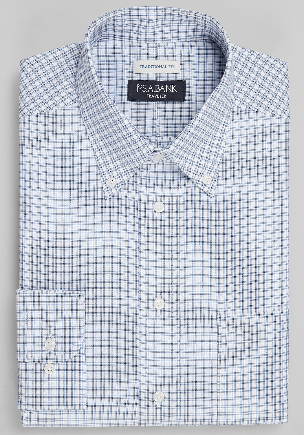 Traveler&reg; Collection Traditional Fit Button-Down Collar Check Dress Shirt