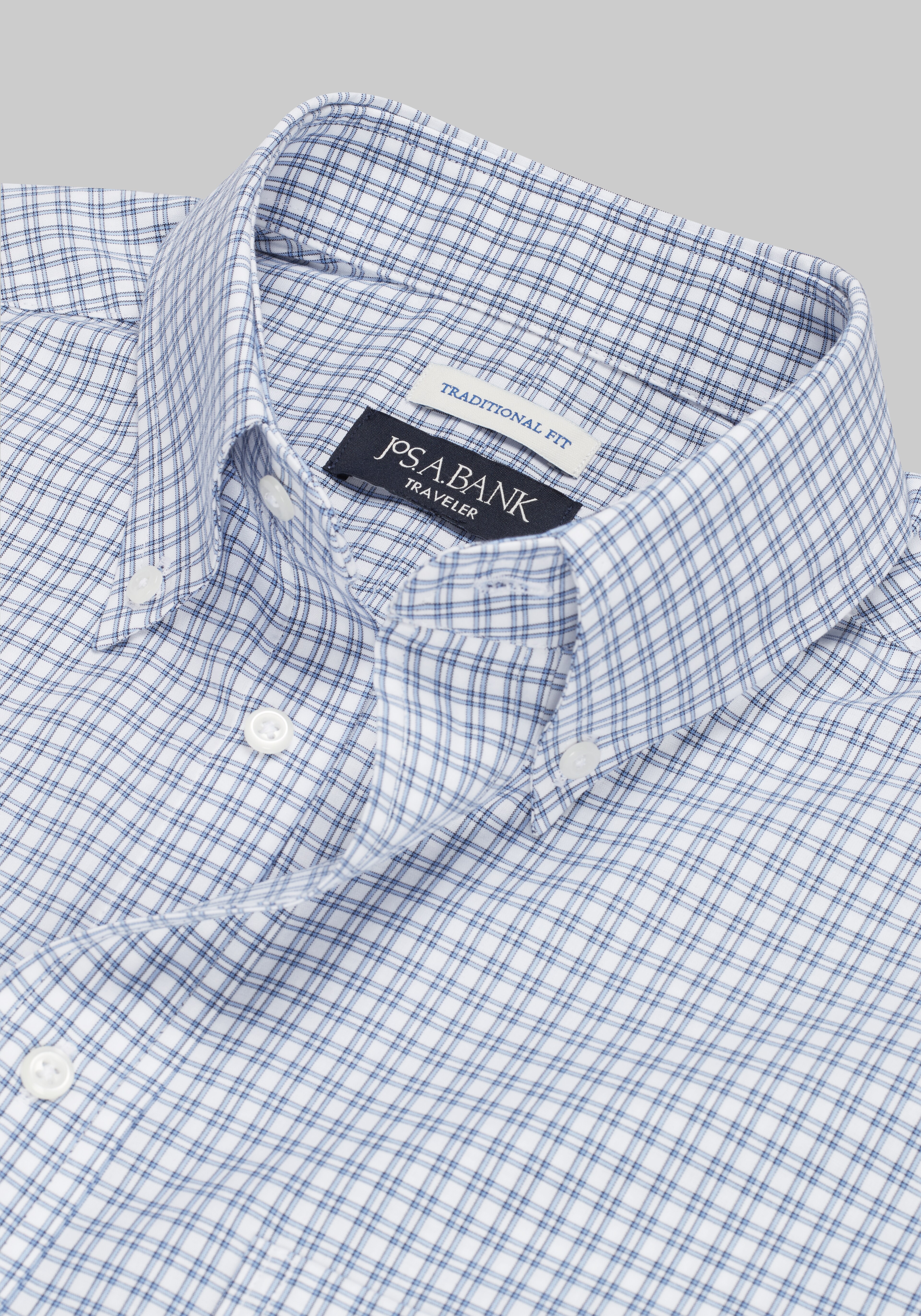 Traveler® Collection Traditional Fit Button-Down Collar Check Dress Shirt