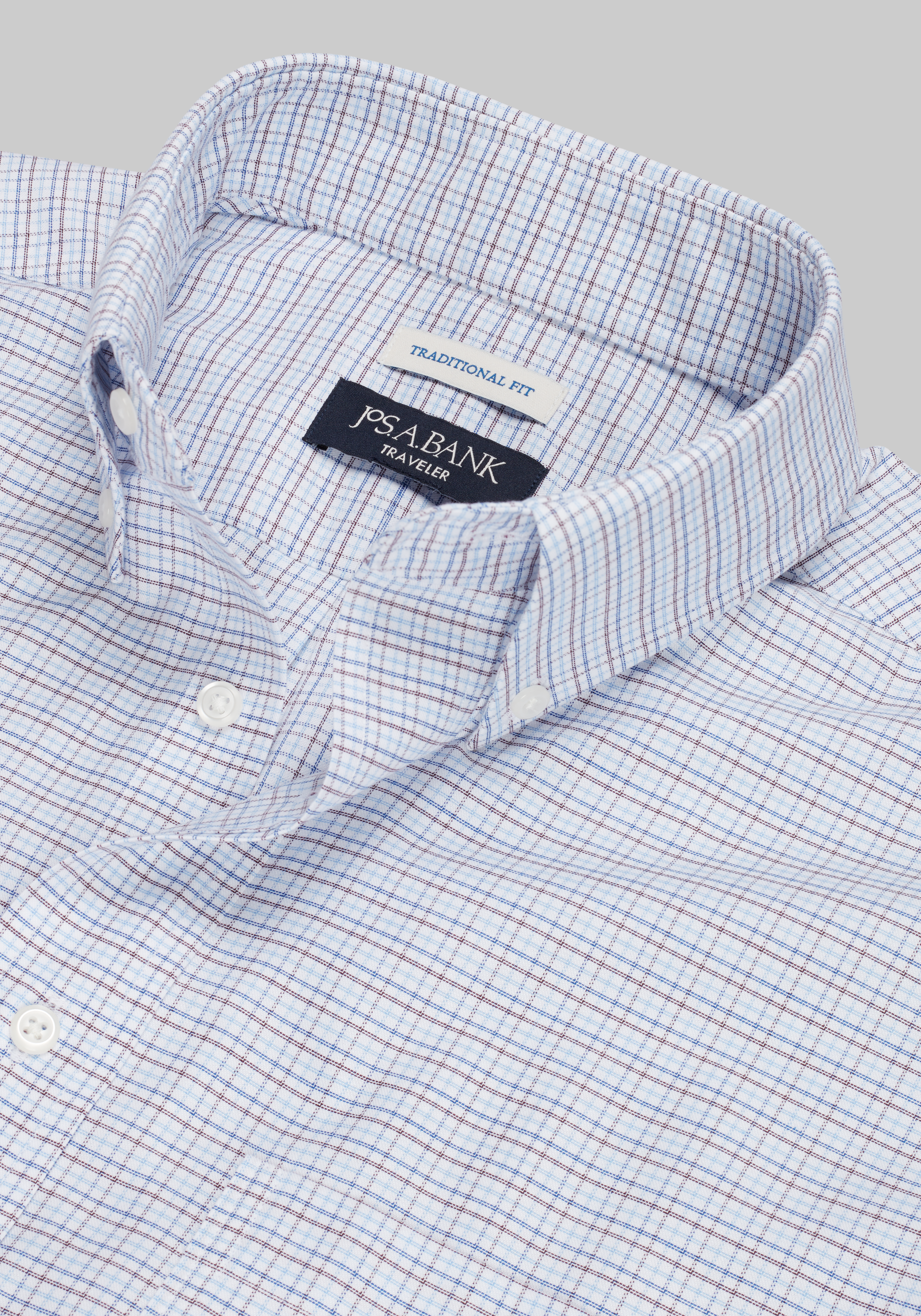 Traveler® Collection Traditional Fit Button-Down Collar Small Check Dress Shirt CLEARANCE