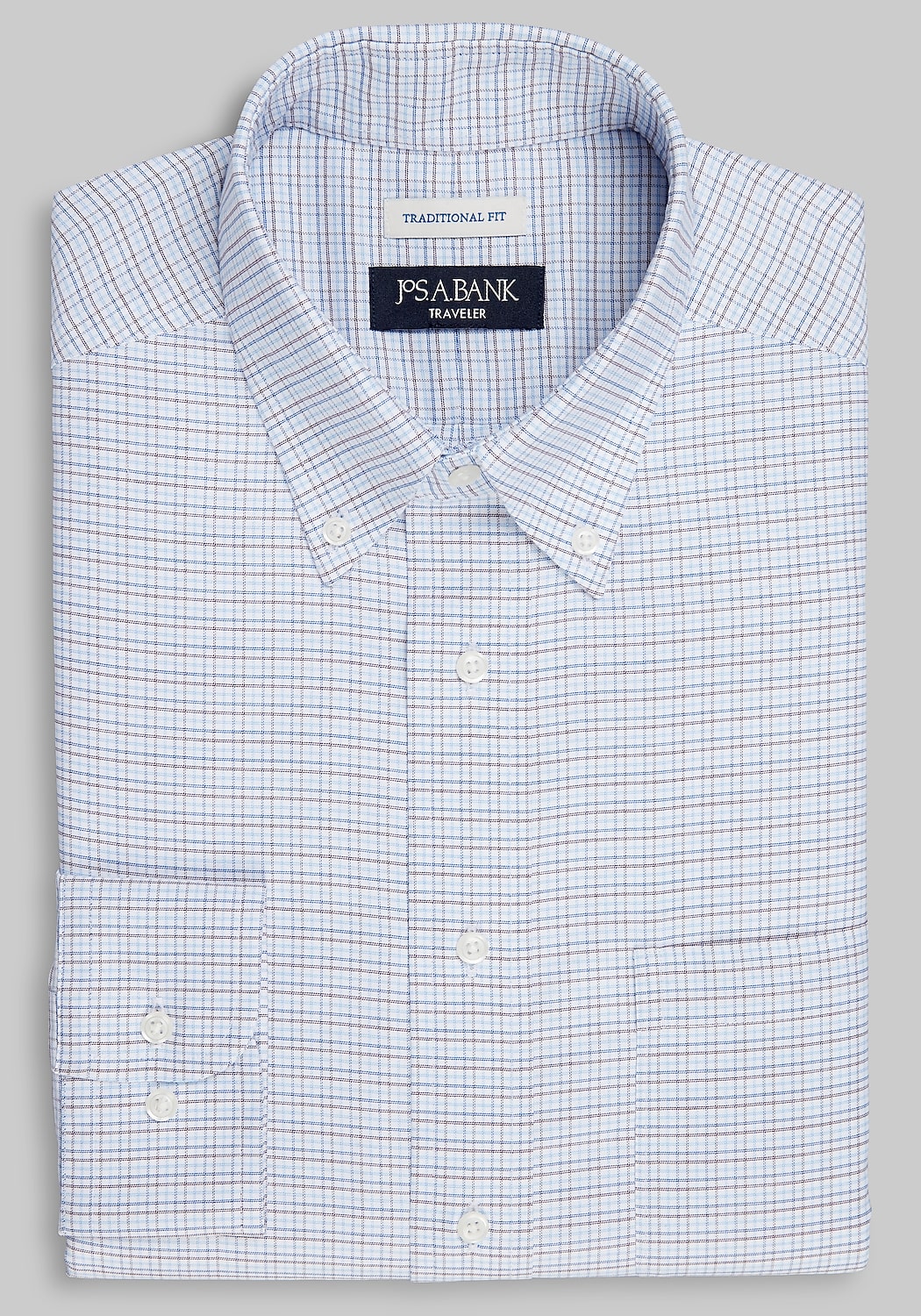 Traveler&reg; Collection Traditional Fit Button-Down Collar Small Check Dress Shirt