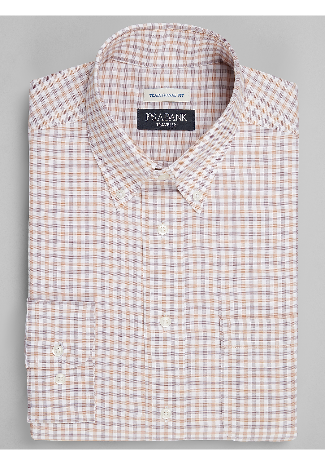 Traveler&reg; Collection Traditional Fit Button-Down Collar Gingham Dress Shirt CLEARANCE