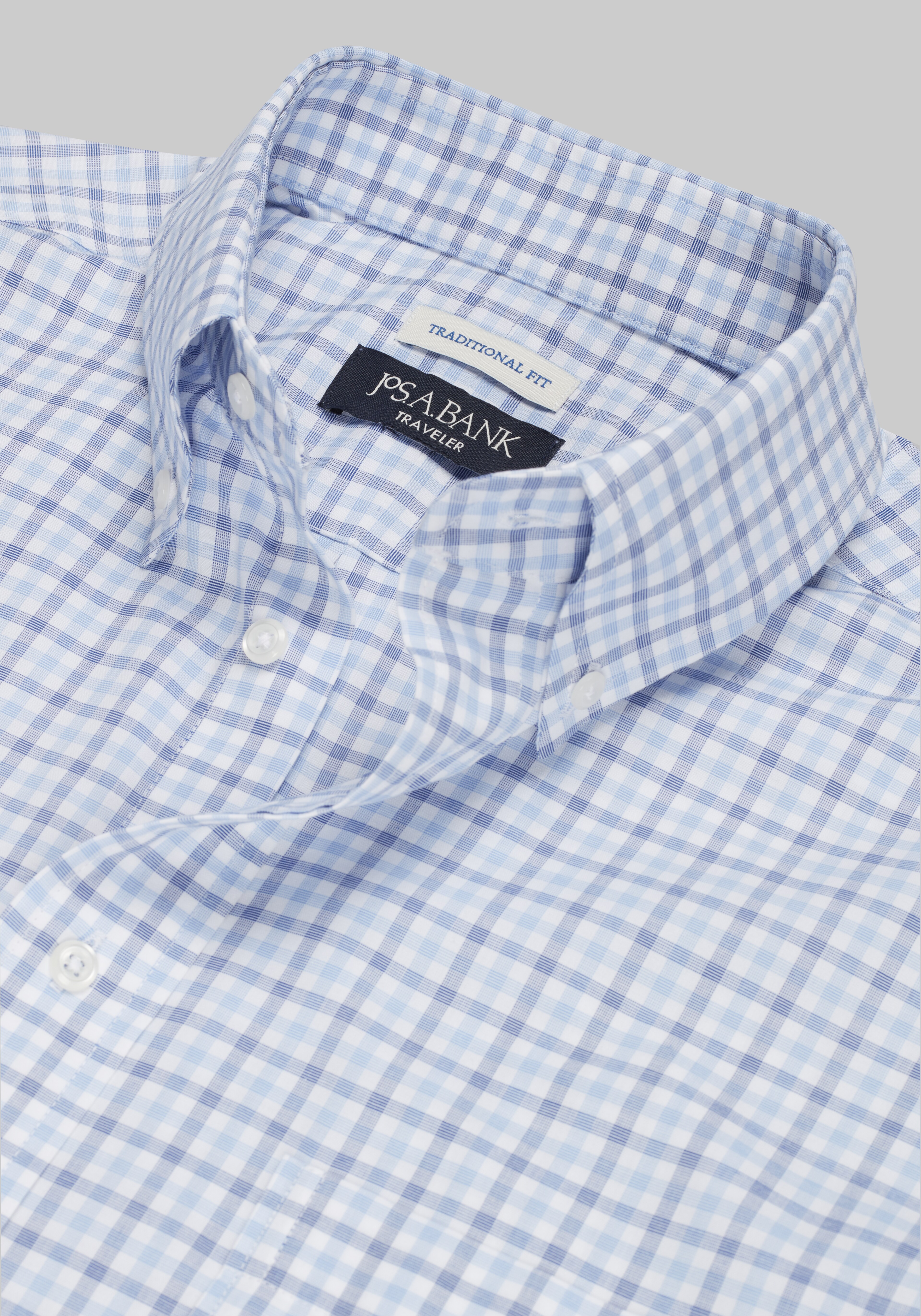 Traveler® Collection Traditional Fit Button-Down Collar Gingham Dress Shirt