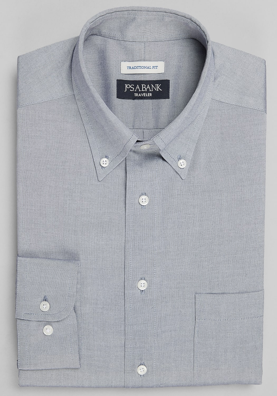 Traveler Collection Traditional Fit Button-Down Collar Solid Dress Shirt - Big & Tall