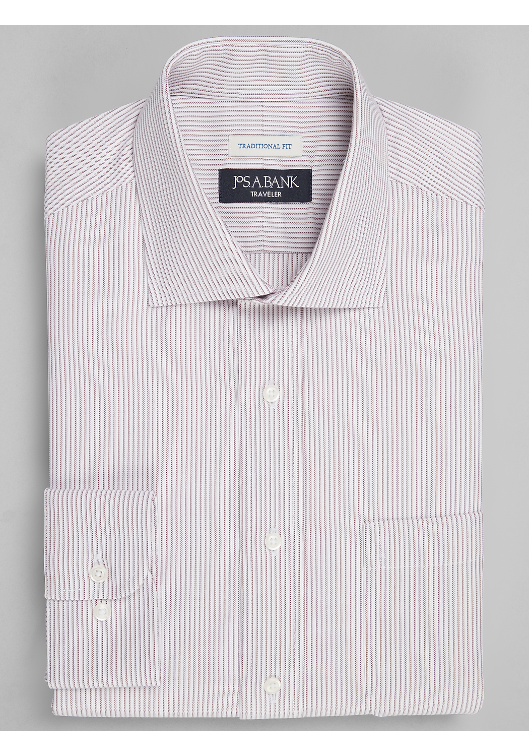 Traveler&reg; Collection Traditional Fit Spread Collar Stripe Dress Shirt CLEARANCE