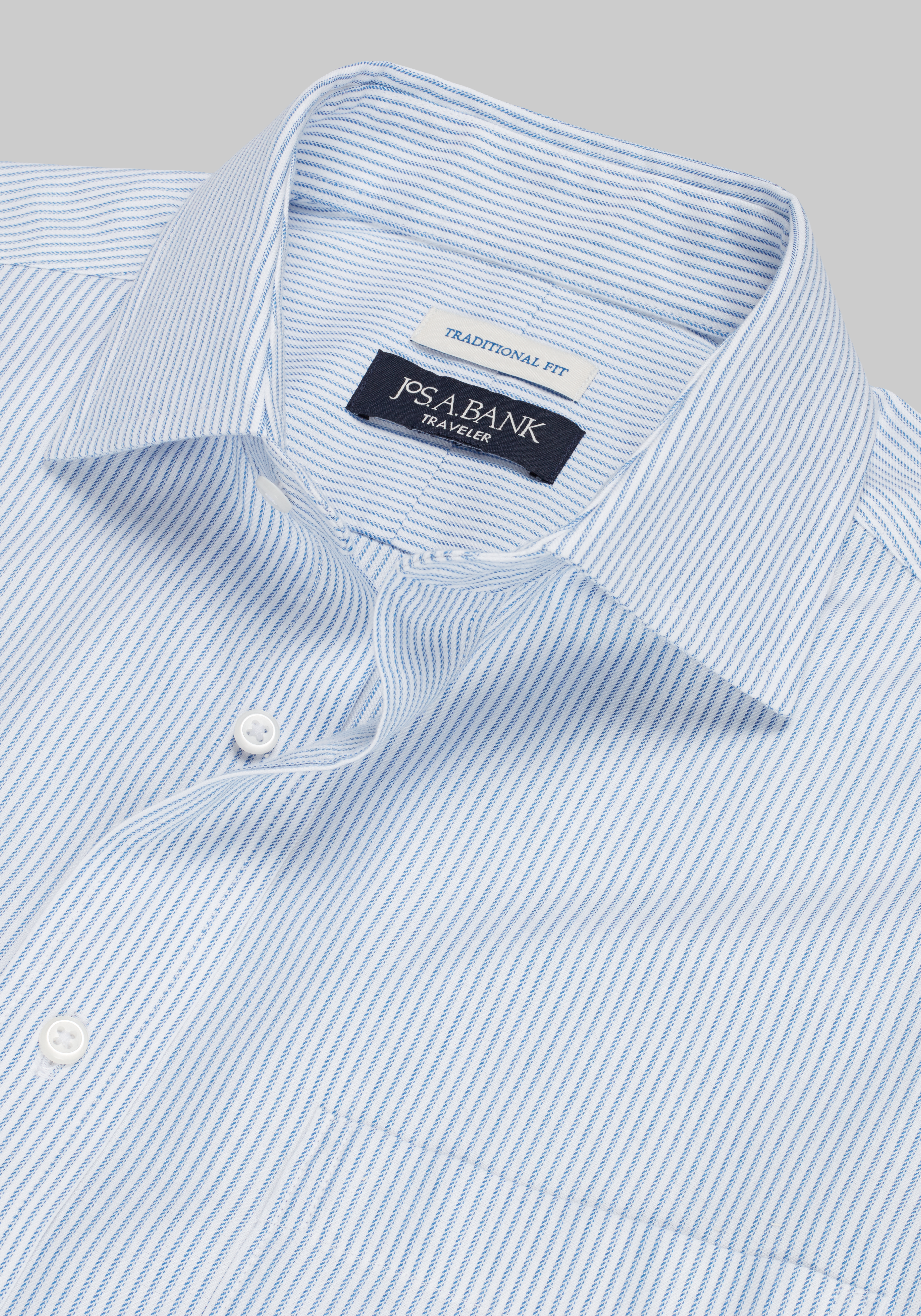 Traveler® Collection Traditional Fit Spread Collar Stripe Dress Shirt
