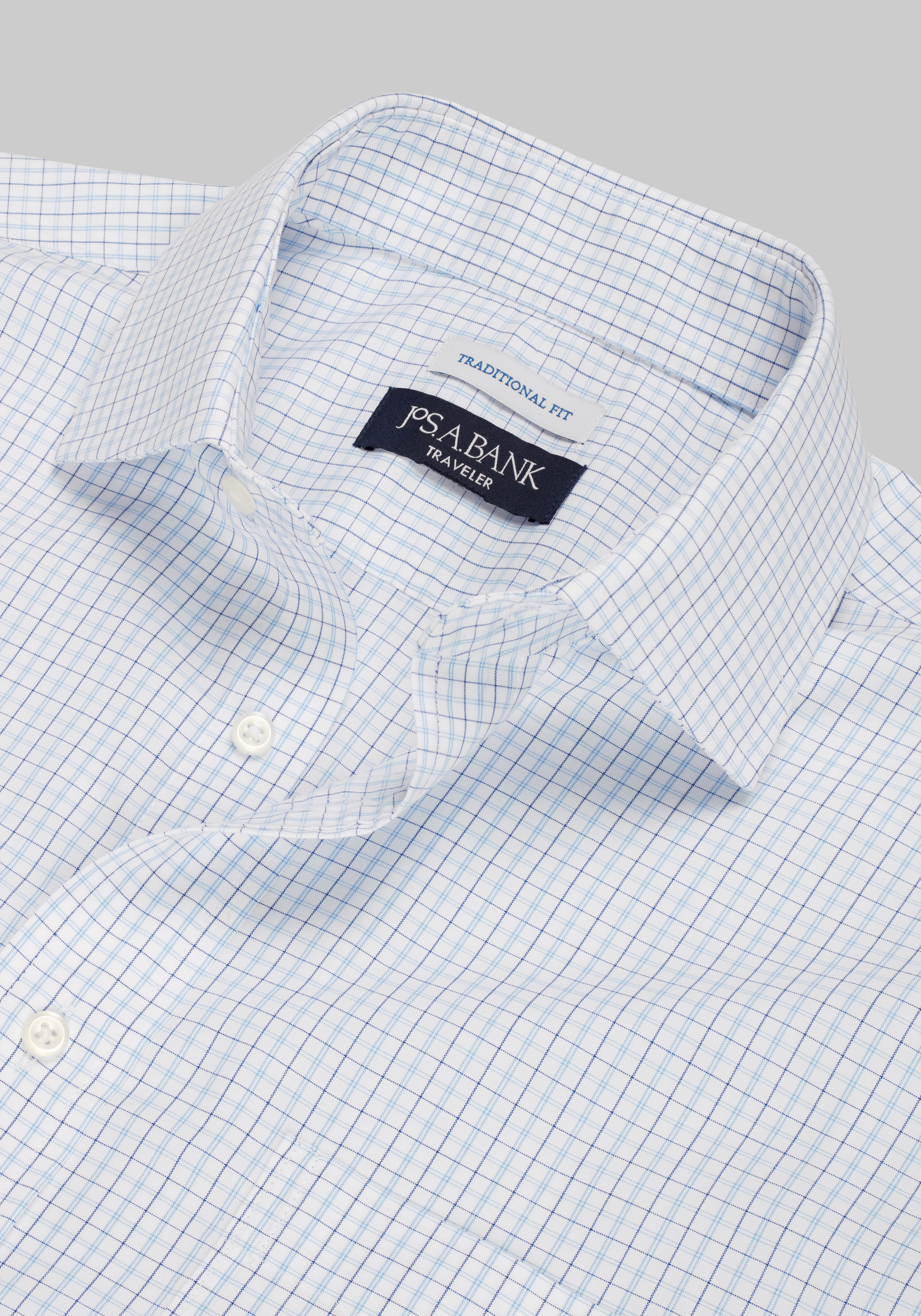 Traveler® Collection Traditional Fit Spread Collar Check Dress Shirt