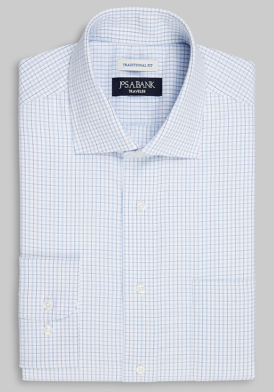 Traveler Collection Traditional Fit Spread Collar Check Dress Shirt