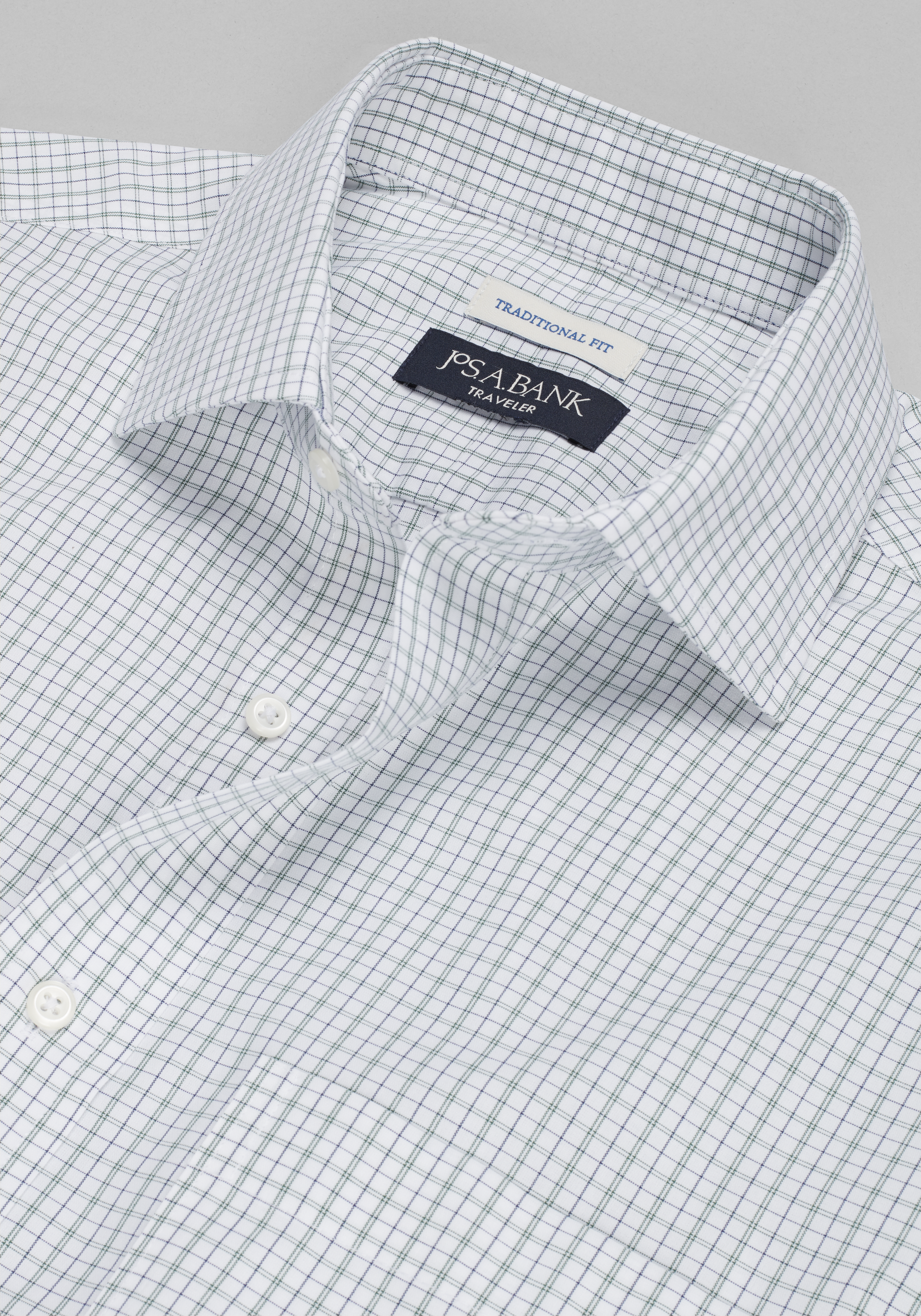 Traveler® Collection Traditional Fit Spread Collar Check Dress Shirt CLEARANCE