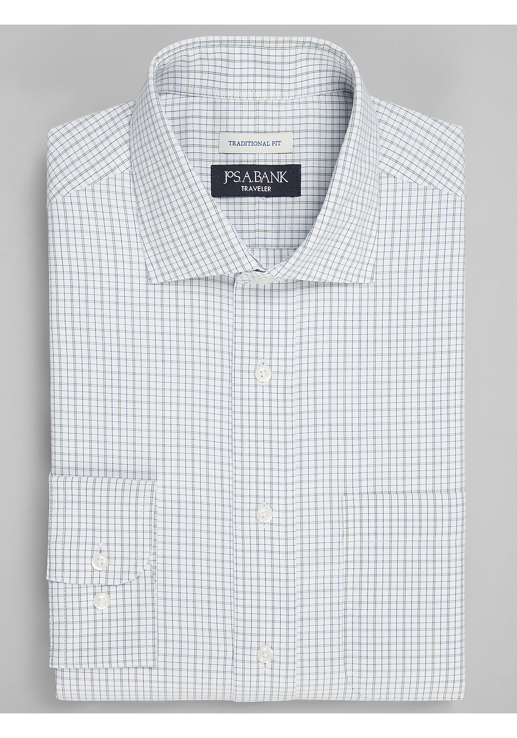 Traveler&reg; Collection Traditional Fit Spread Collar Check Dress Shirt CLEARANCE