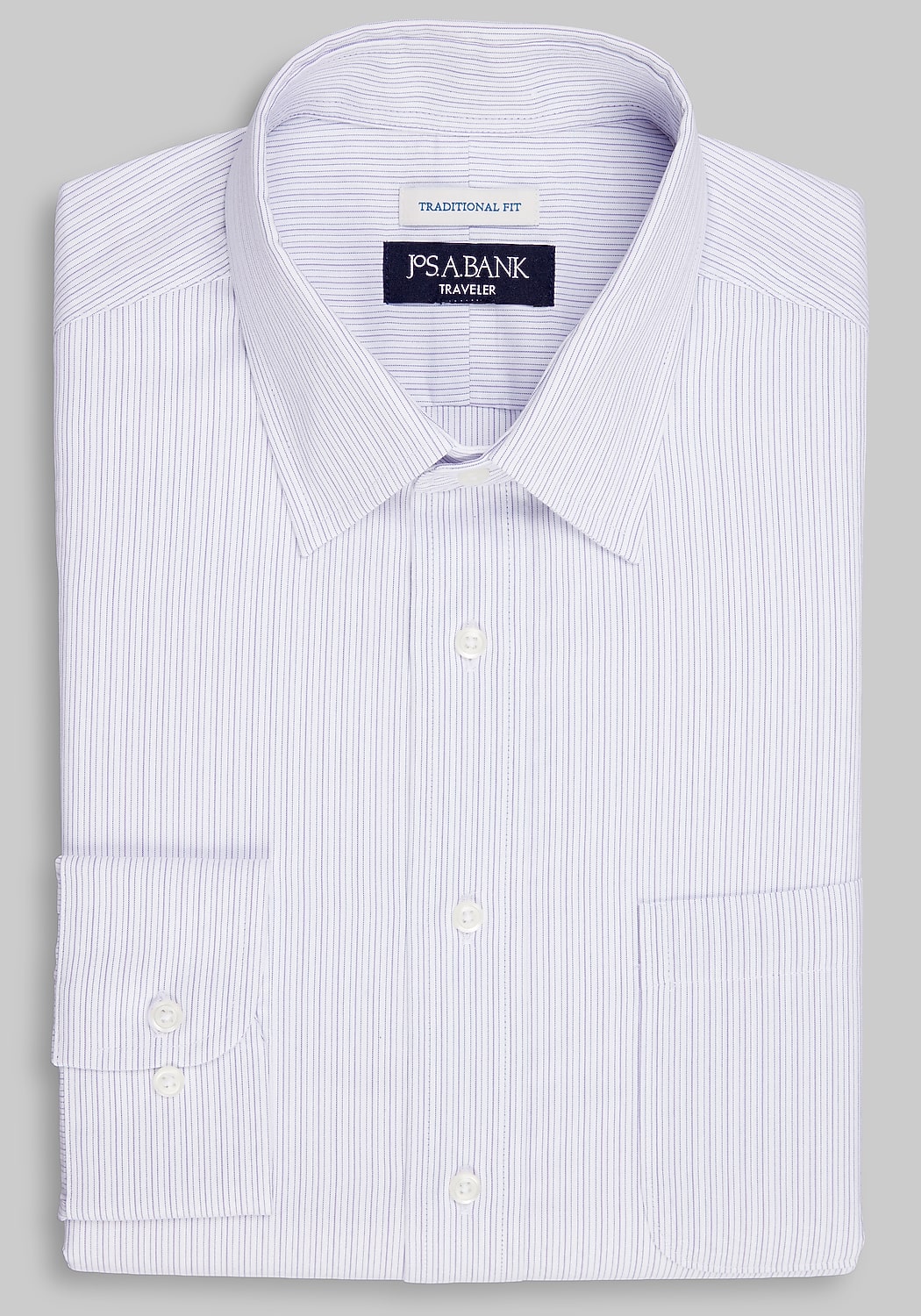 Traveler&reg; Collection Traditional Fit Point Collar Stripe Dress Shirt
