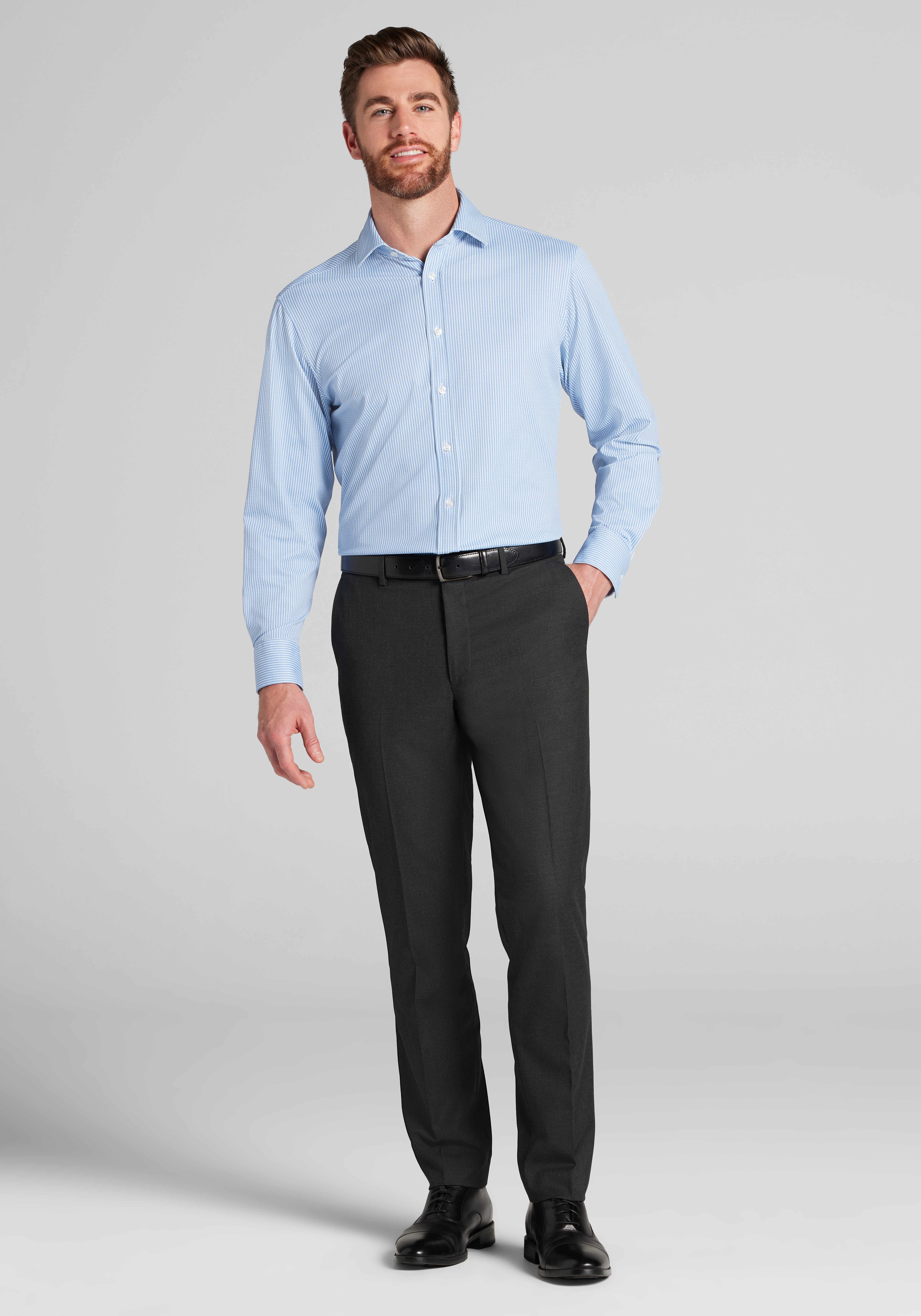 Jos. A Bank Tailored Fit Micro Check Pique Dress Shirt