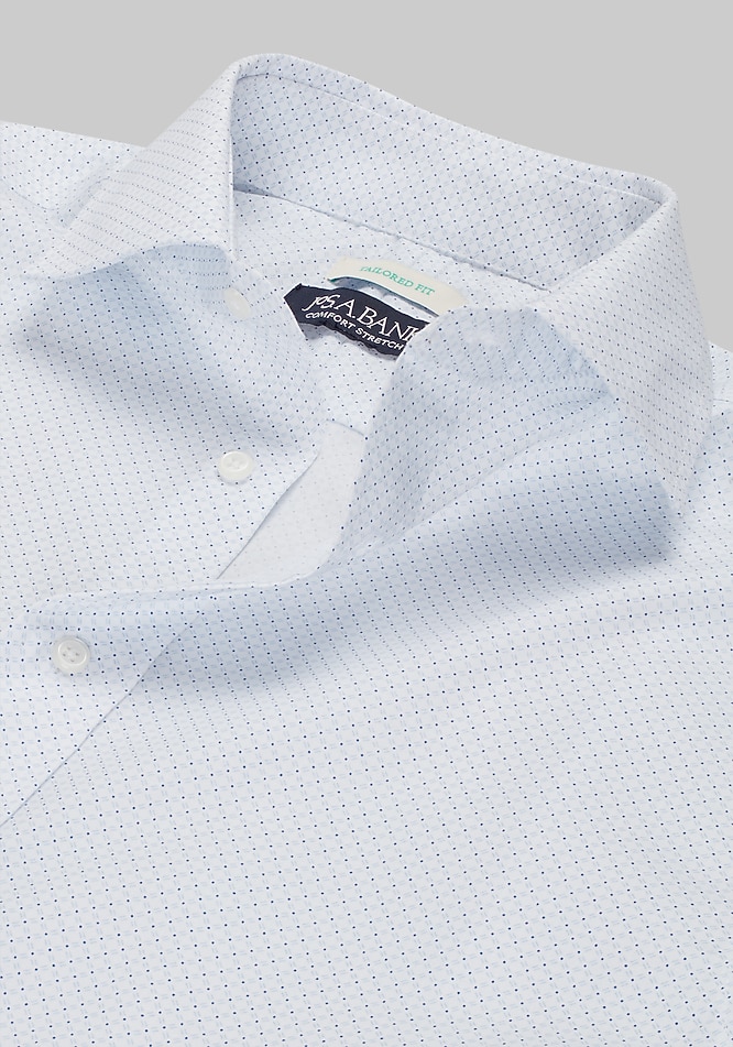 Jos. A. Bank Comfort Stretch Tailored Fit Spread Collar Medallion Dot Dress  Shirt - Missionary Package | Jos A Bank