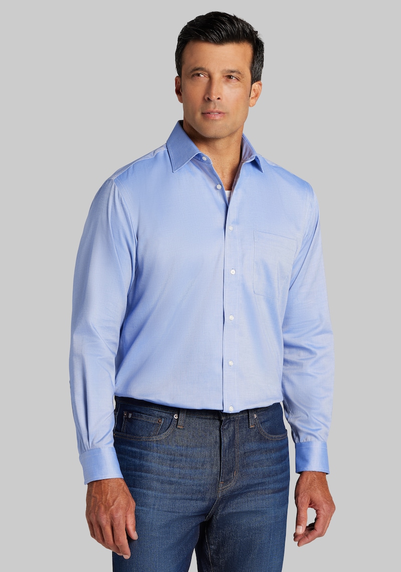 Jos. A. Bank Men's Jos. A Bank Traditional Fit Solid Comfort Stretch Dress Shirt At  In Blue