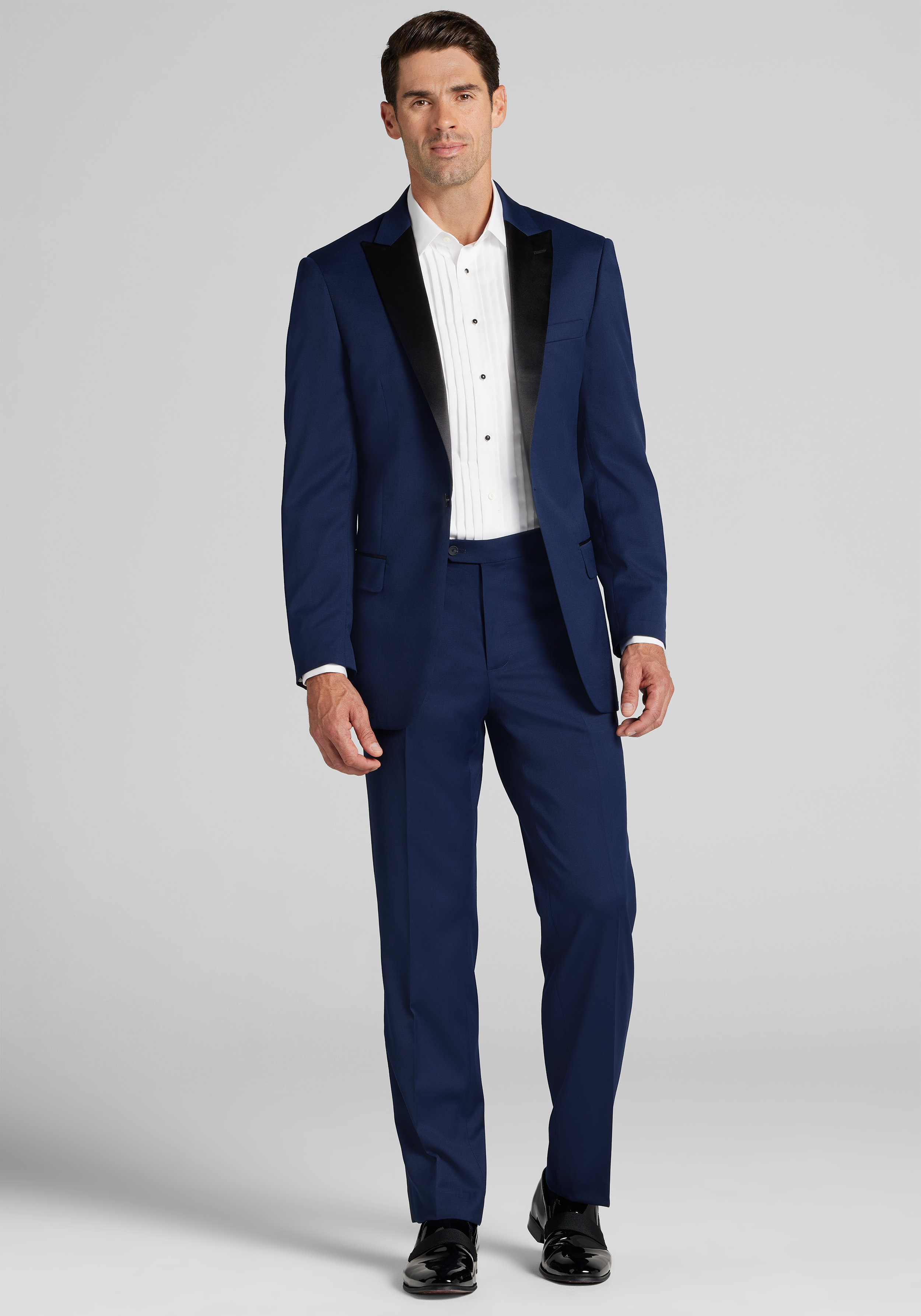 Jos. A. Bank Comfort Stretch Traditional Fit Point Collar French Cuff Eight-Pleat Formal Dress Shirt