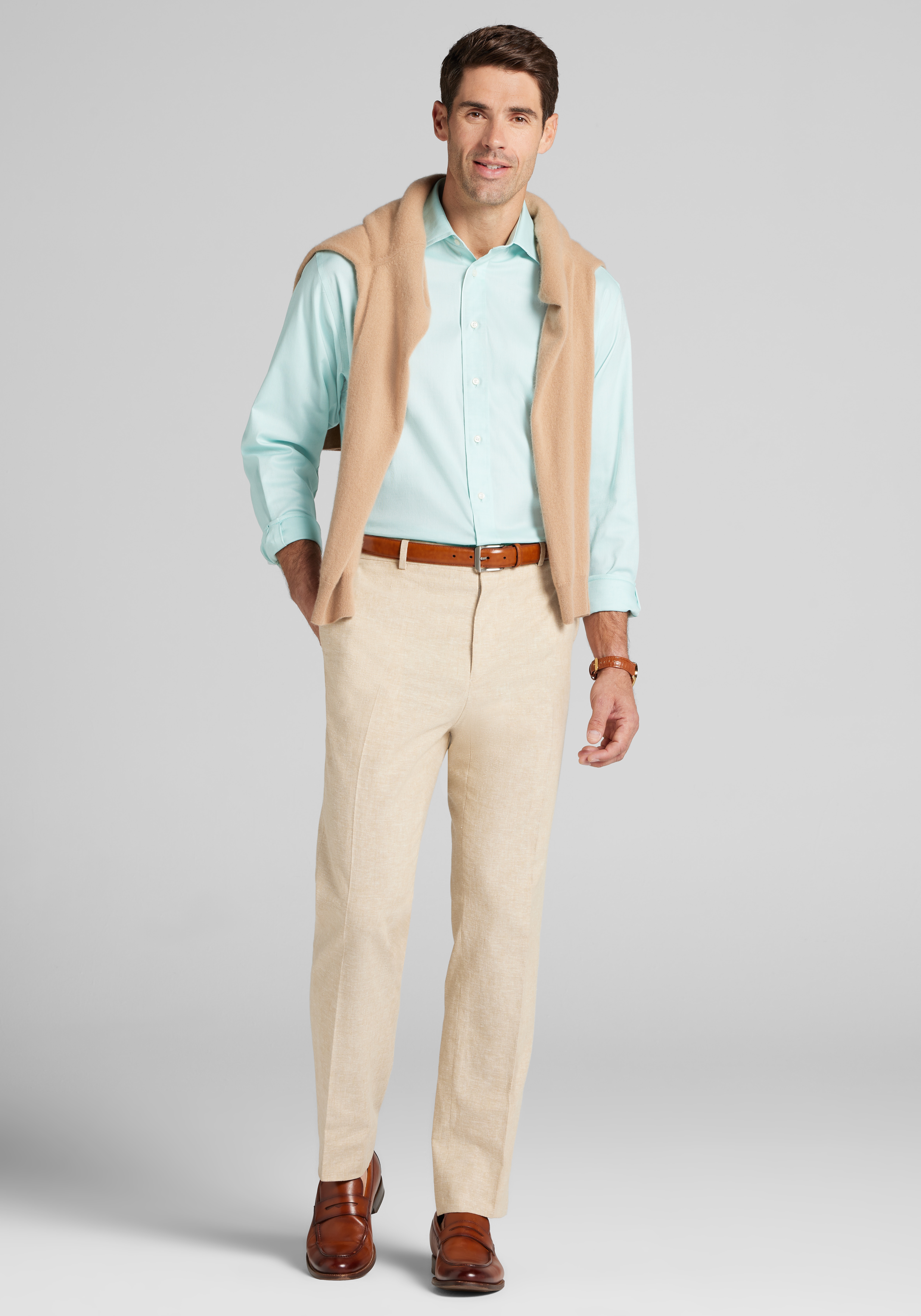 Jos. A. Bank Comfort Stretch Traditional Fit Spread Collar Solid Dress Shirt