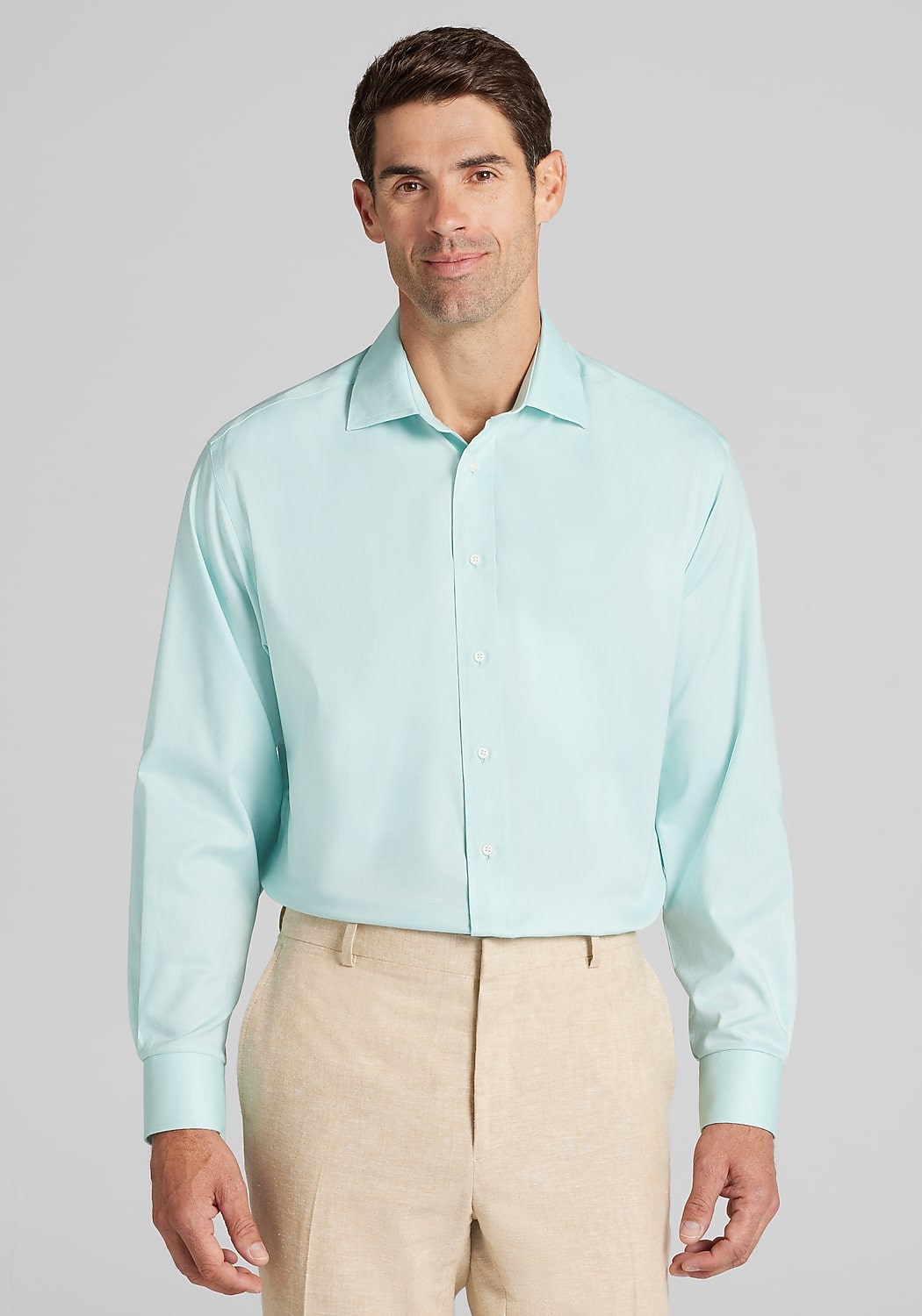 Jos. A. Bank Comfort Stretch Traditional Fit Spread Collar Solid Dress Shirt