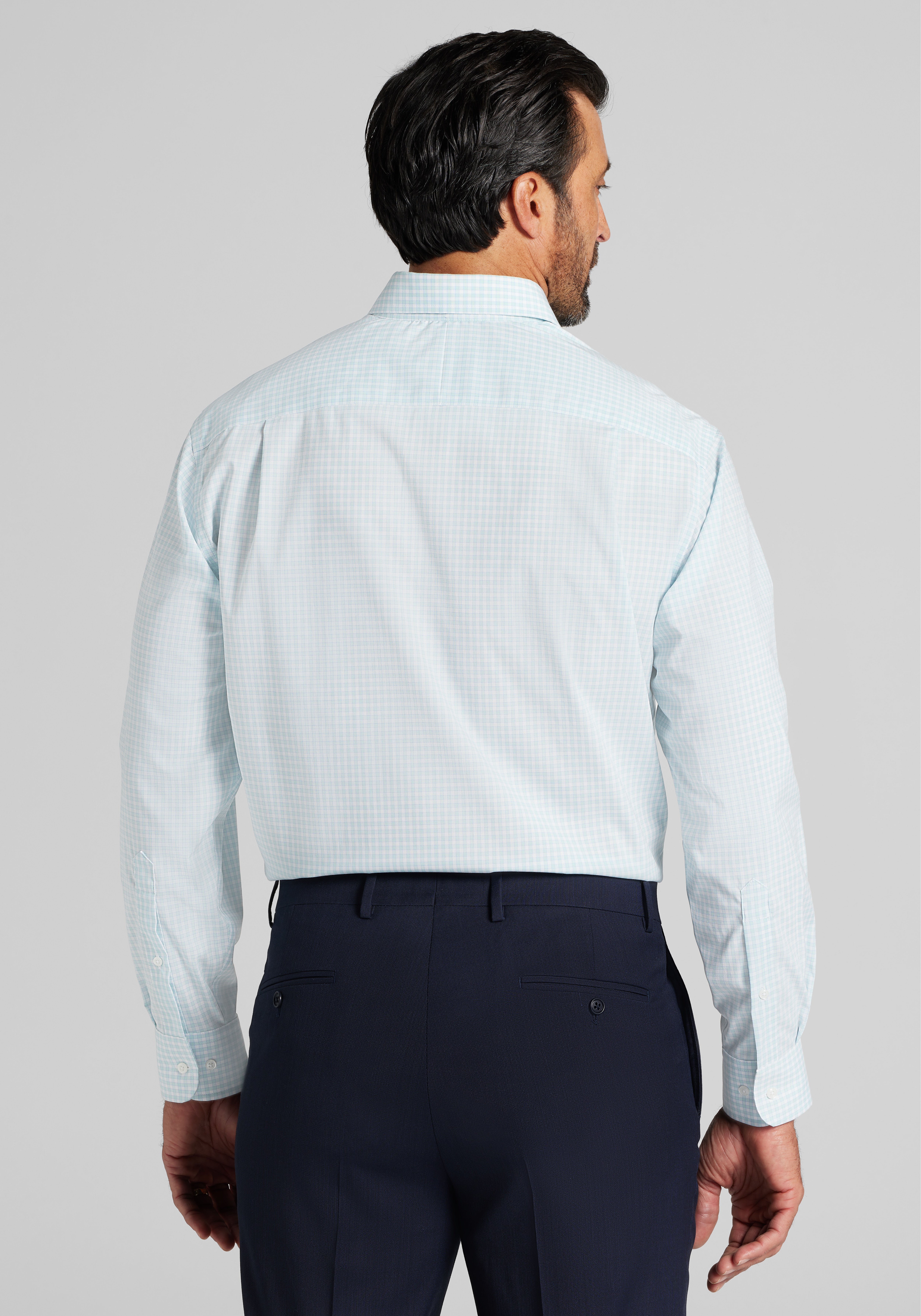 Jos. A. Bank Comfort Stretch Traditional Fit Spread Collar Check Dress Shirt