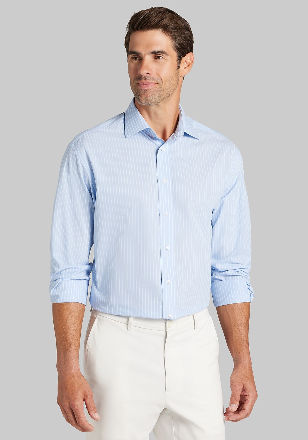 Jos. A. Bank Comfort Stretch Traditional Fit Spread Collar Stripe Dress Shirt