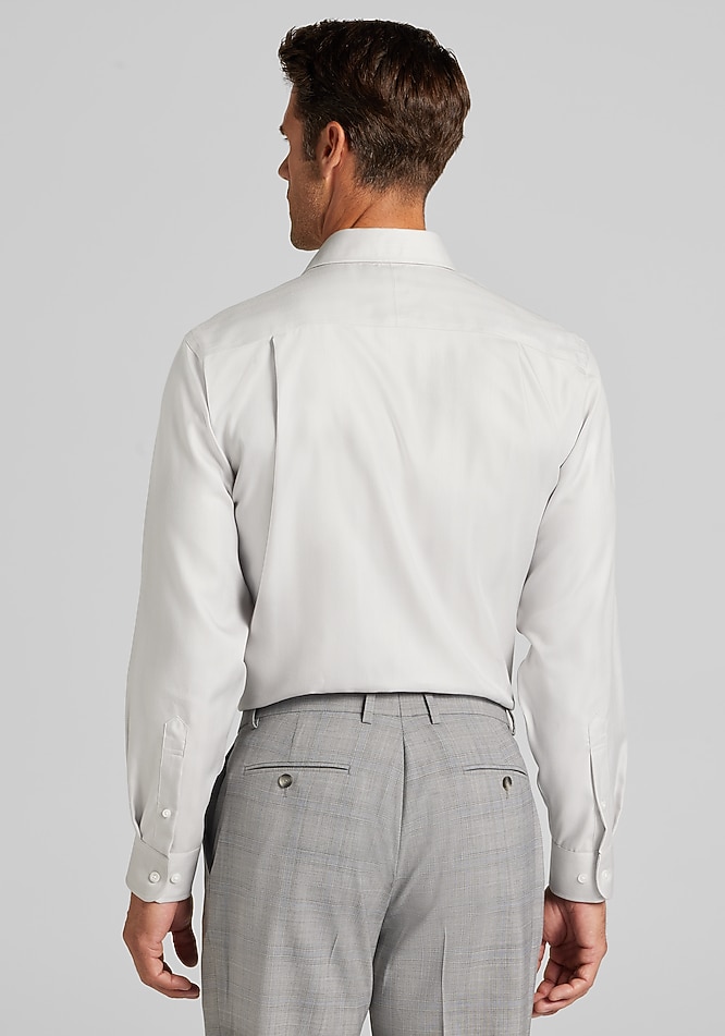 slim fit dress slacks Ash & Erie White Check Wrinkle Resistant Dress Shirt for Short Men main image 0