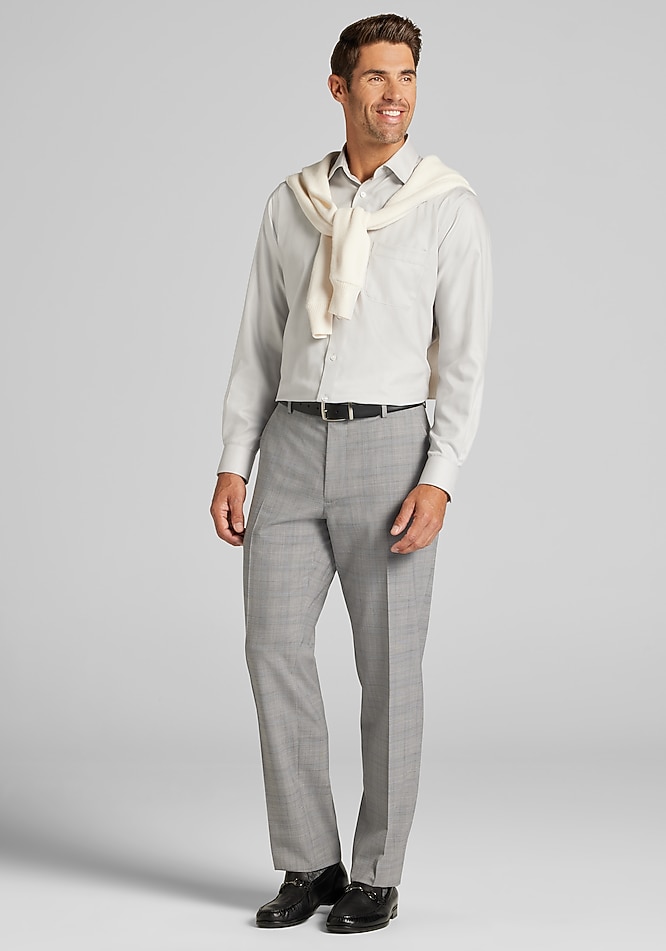 slim fit dress slacks Beige Herringbone Shirt main image 0