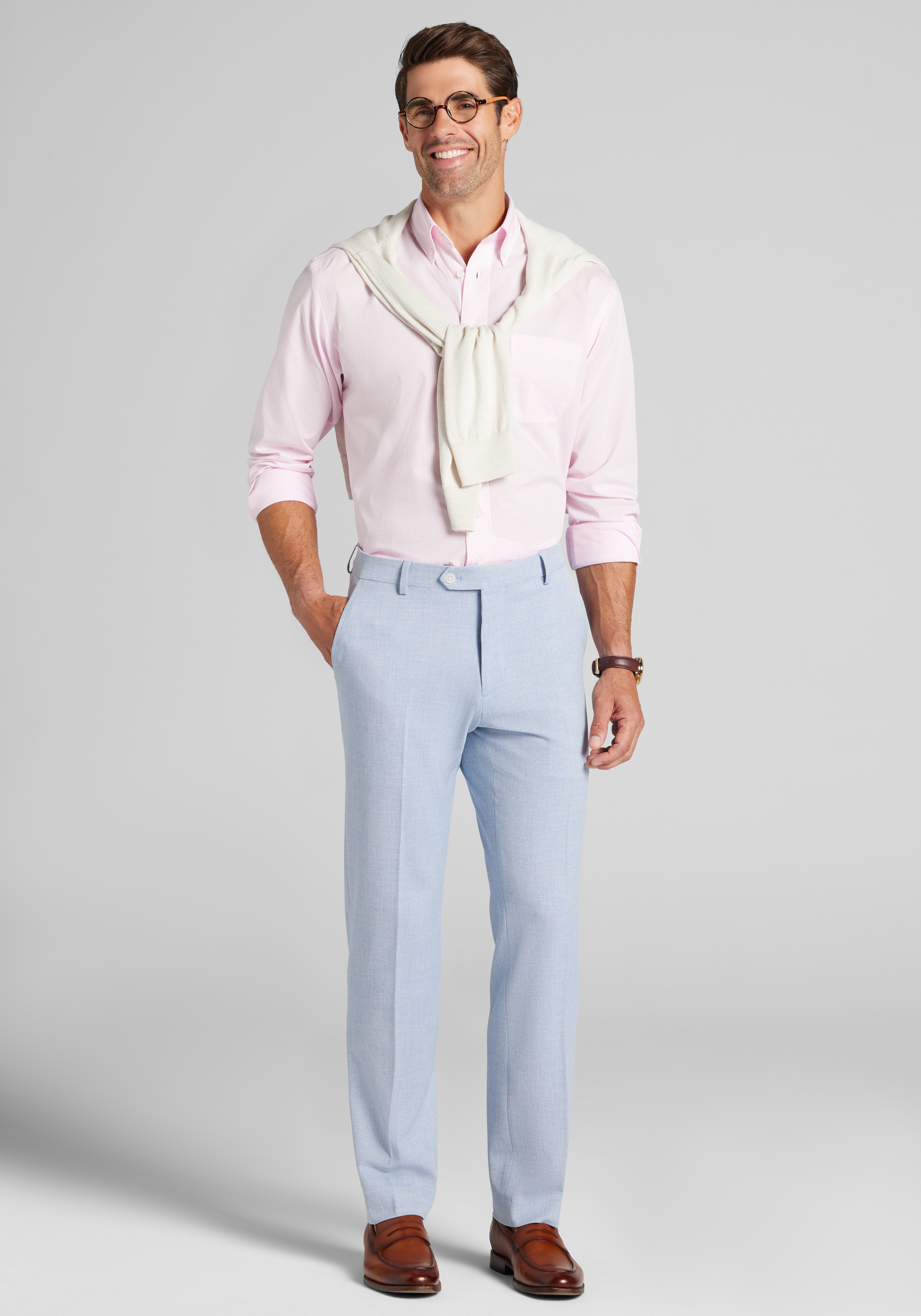 1905 Collection Traditional Fit Button-Down Collar Check Dress Shirt