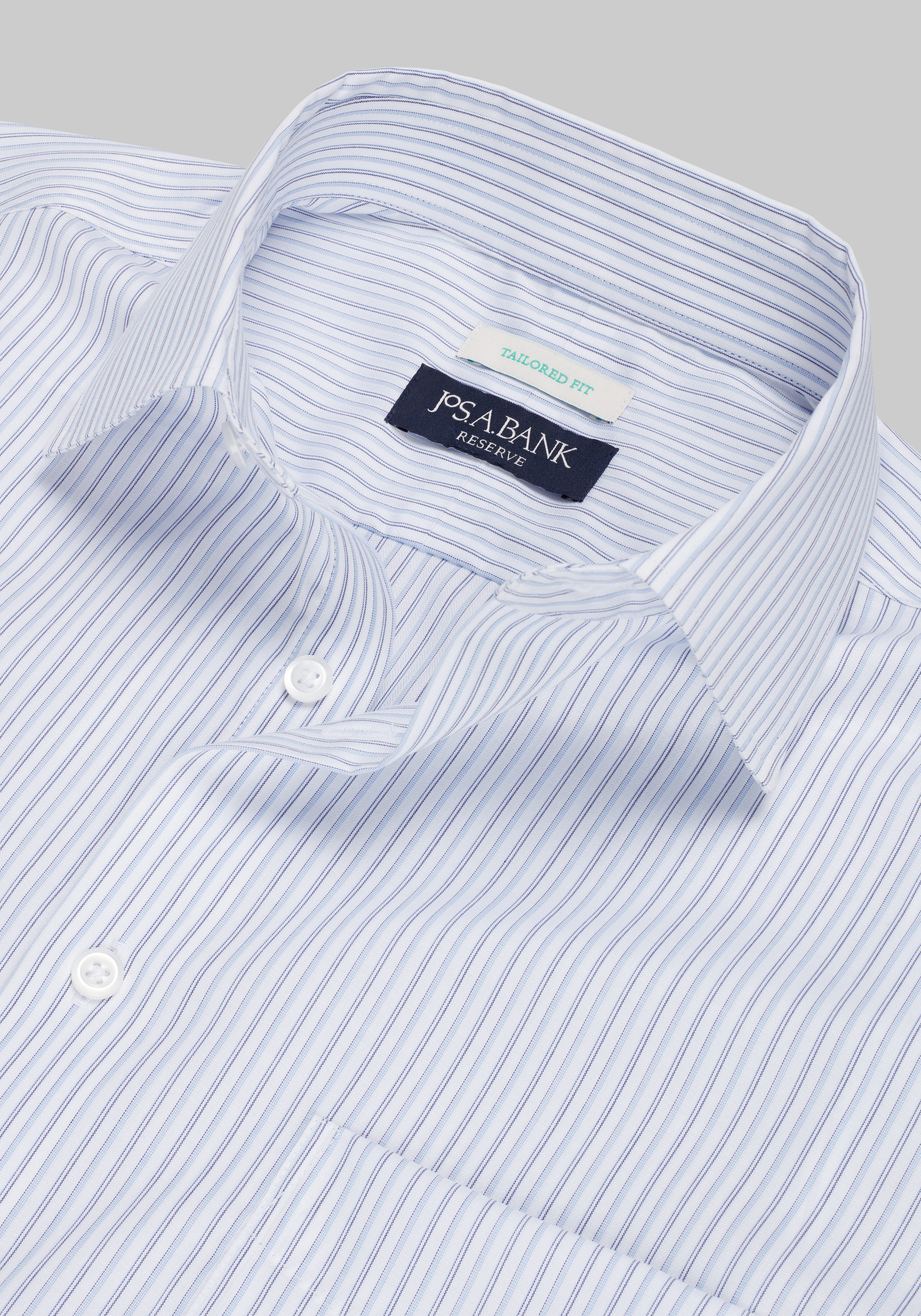 Reserve Collection Tailored Fit Spread Collar Stripe Dress Shirt