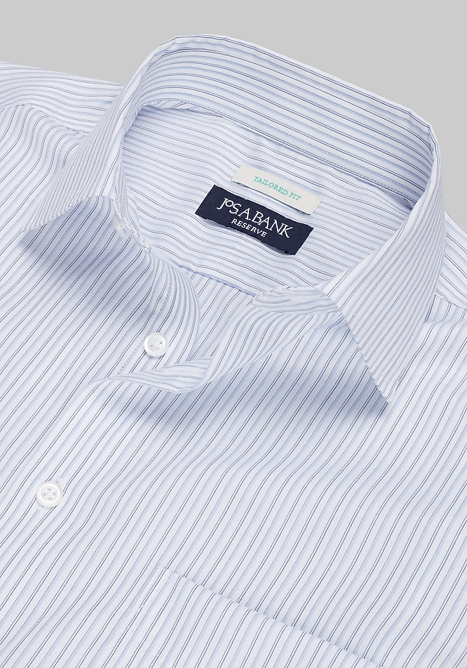 Men's Reserve Collection Tailored Fit Spread Collar Stripe Dress Shirt at Jos. A. Bank, Blue, Size 16 1/2 X 34/35