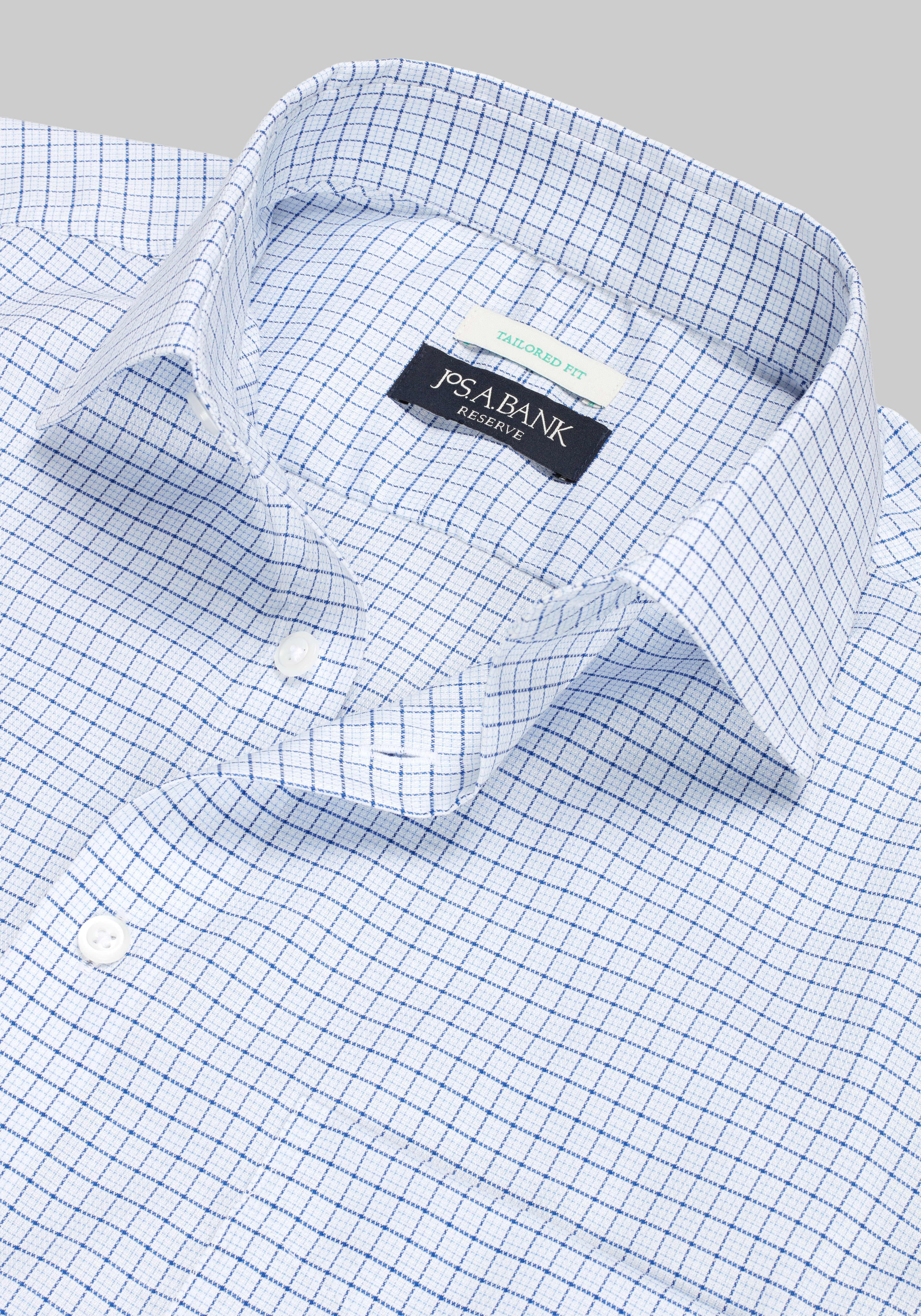 Reserve Collection Tailored Fit Spread Collar Check Dress Shirt CLEARANCE