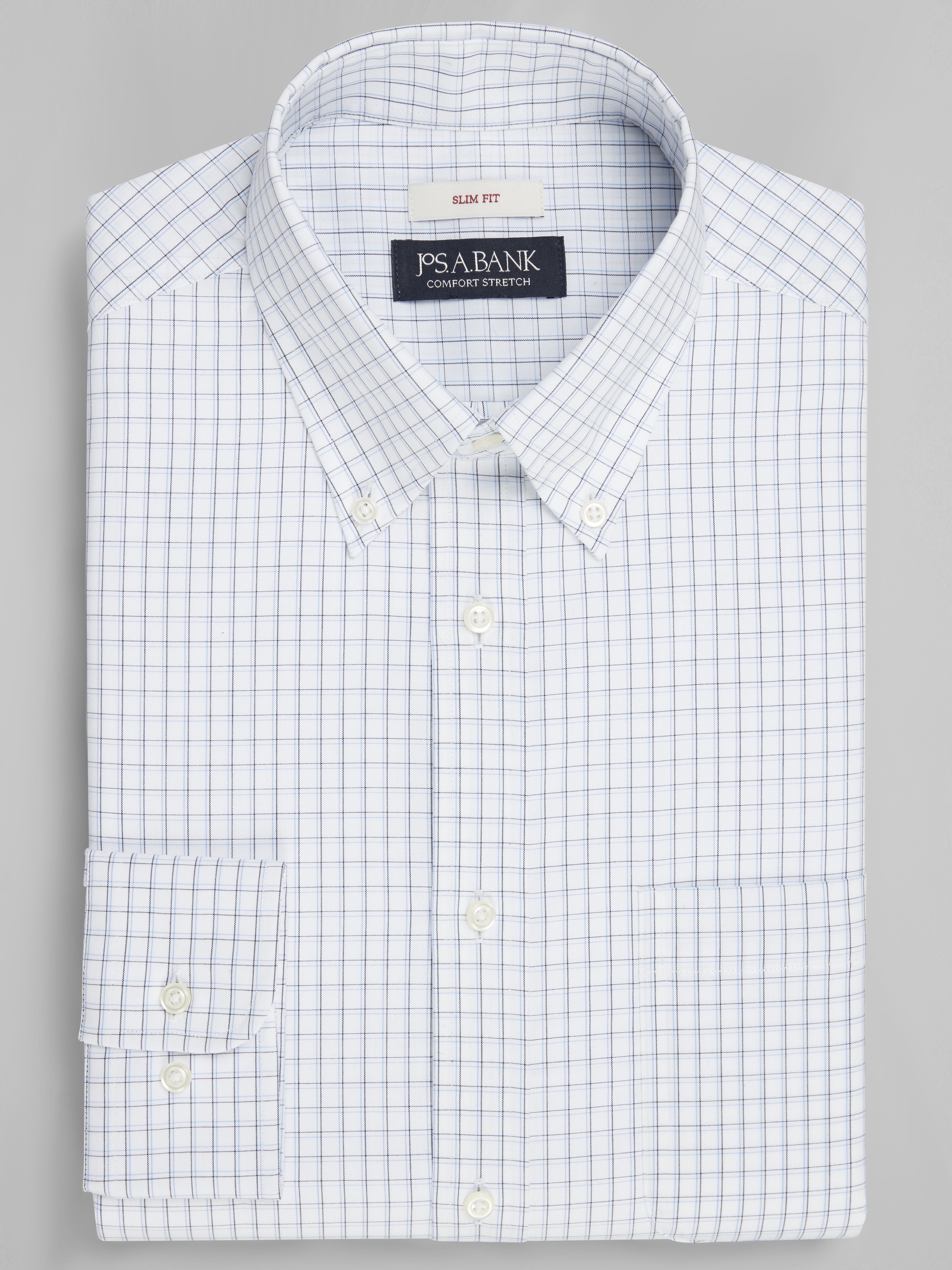 Men's Dress Shirts, Jos. A. Bank Slim Fit Button-Down Collar Check Dress Shirt - Jos A Bank