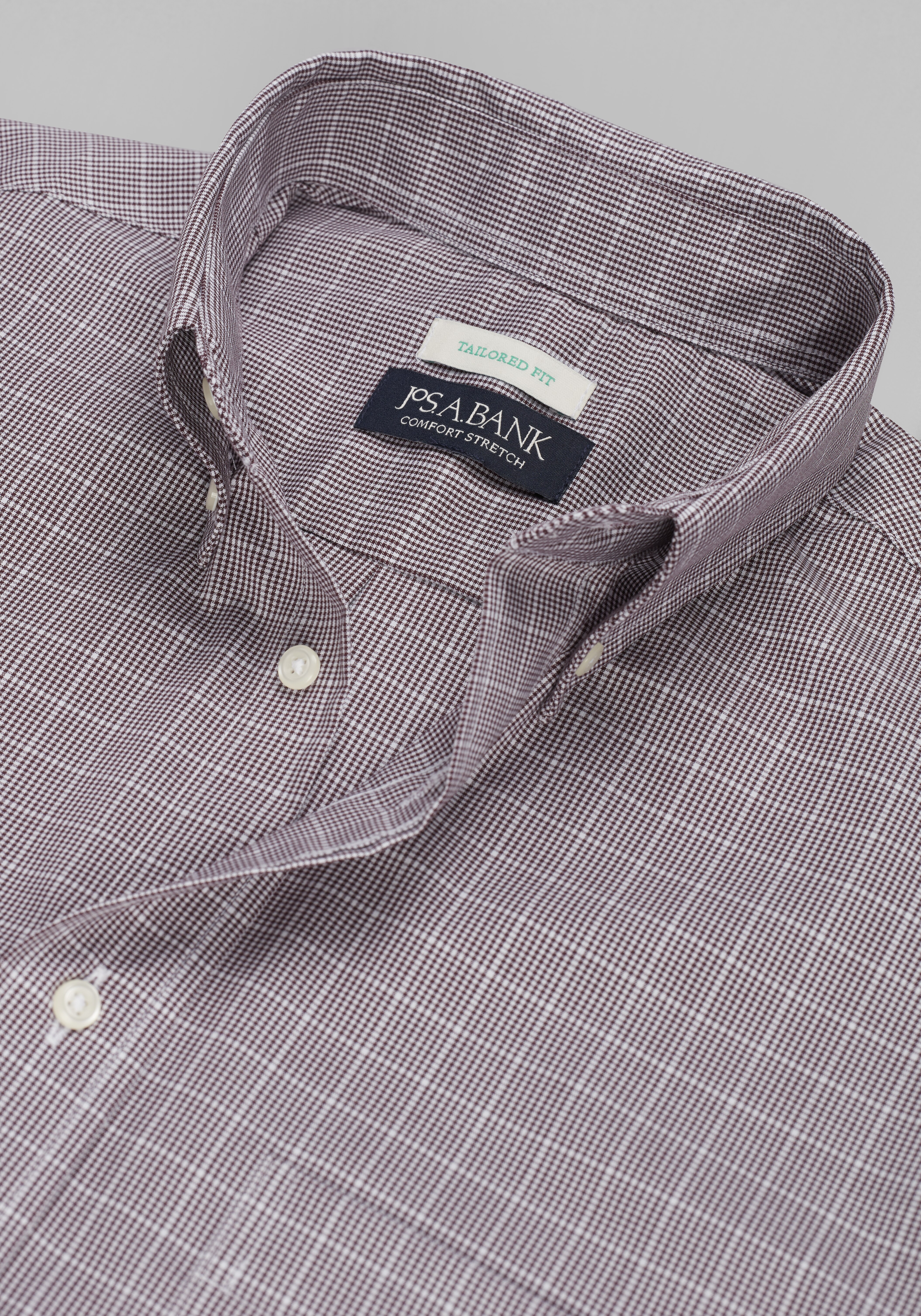 Jos. A. Bank Tailored Fit Button-Down Collar Glen Plaid Dress Shirt CLEARANCE