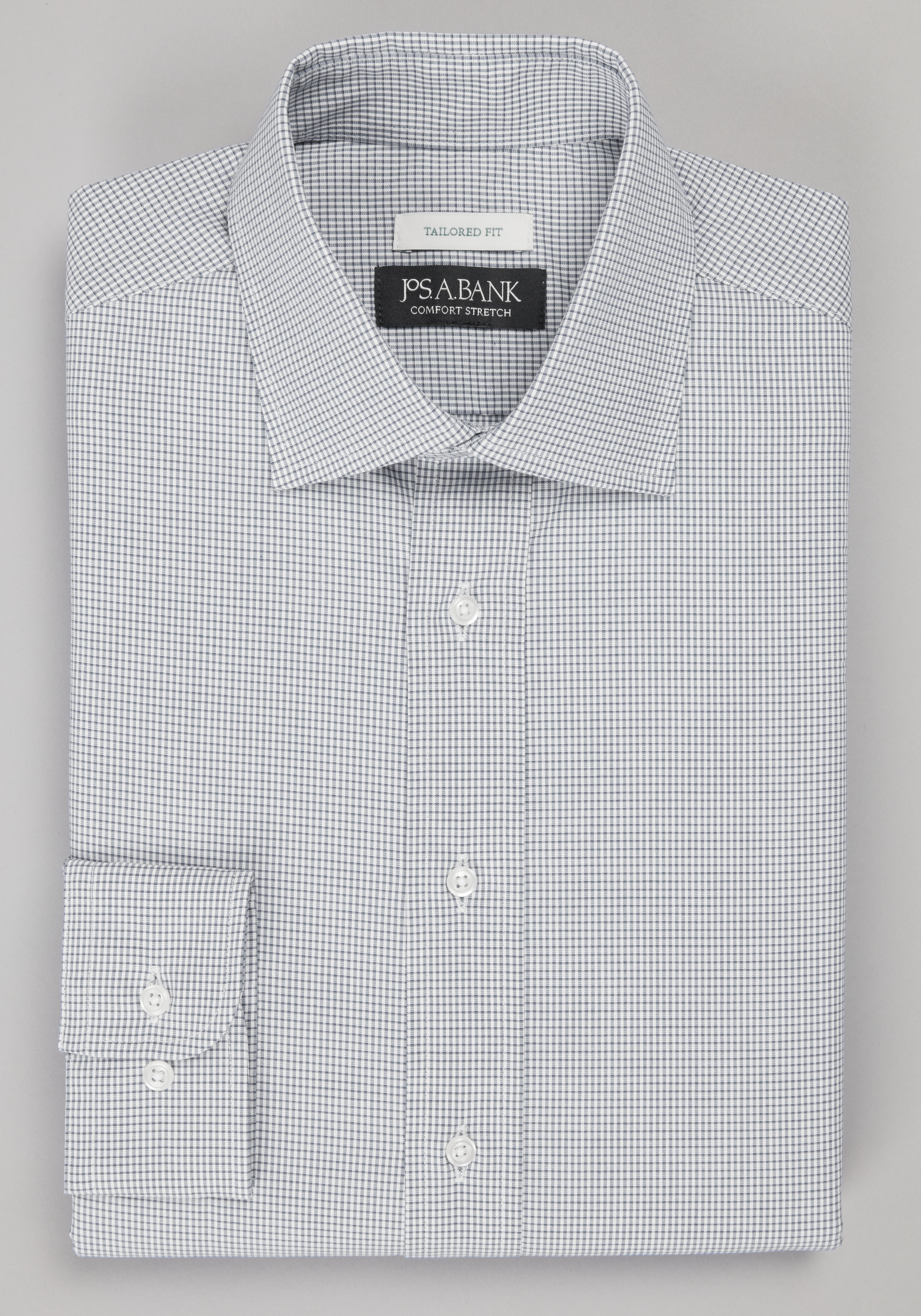 Jos. A. Bank Tailored Fit Spread Collar Tiny Grid Dress Shirt CLEARANCE