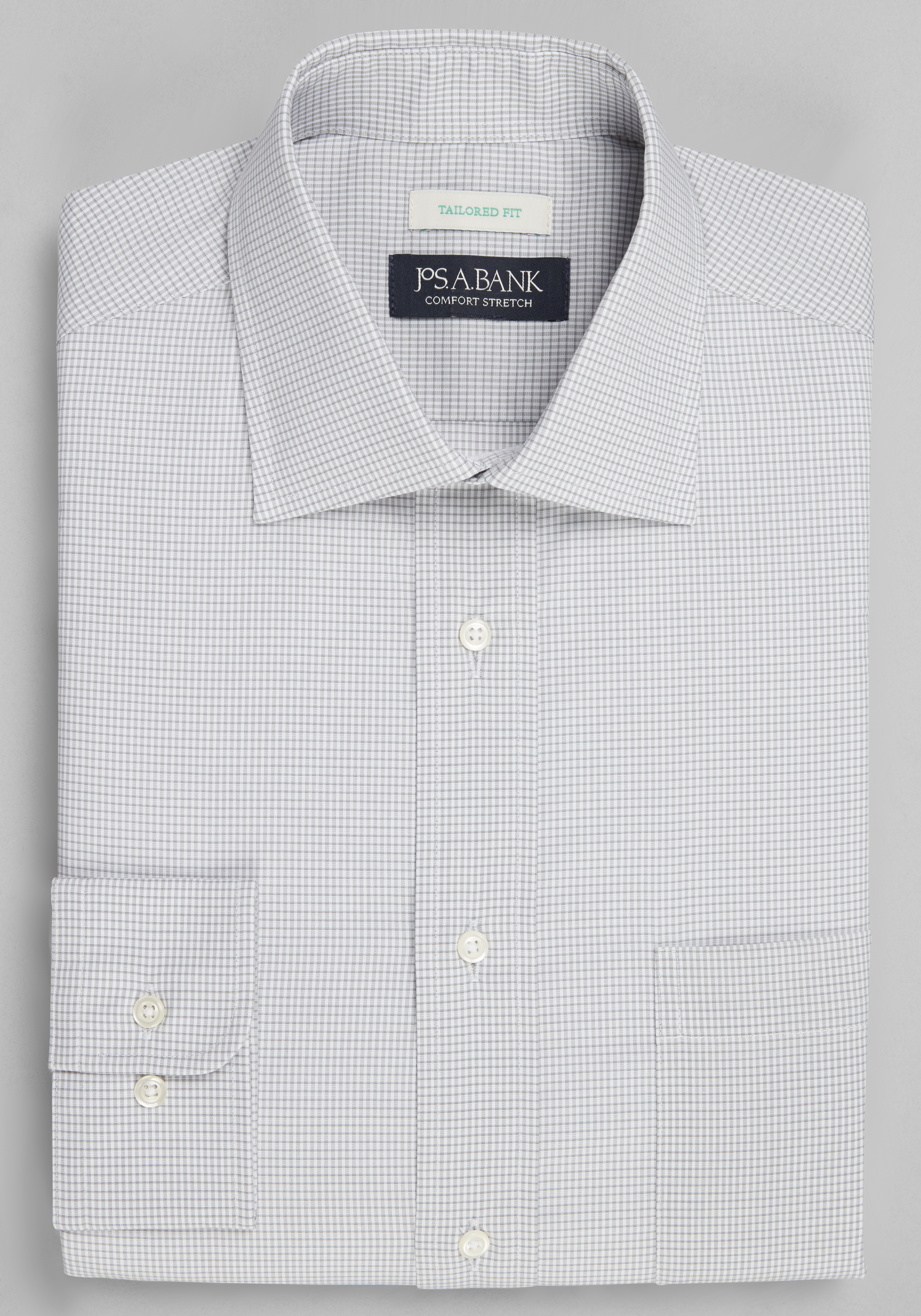 Men's FLYOUT_CATEGORY, Jos. A. Bank Tailored Fit Spread Collar Micro Grid Dress Shirt - Big & Tall - Jos A Bank