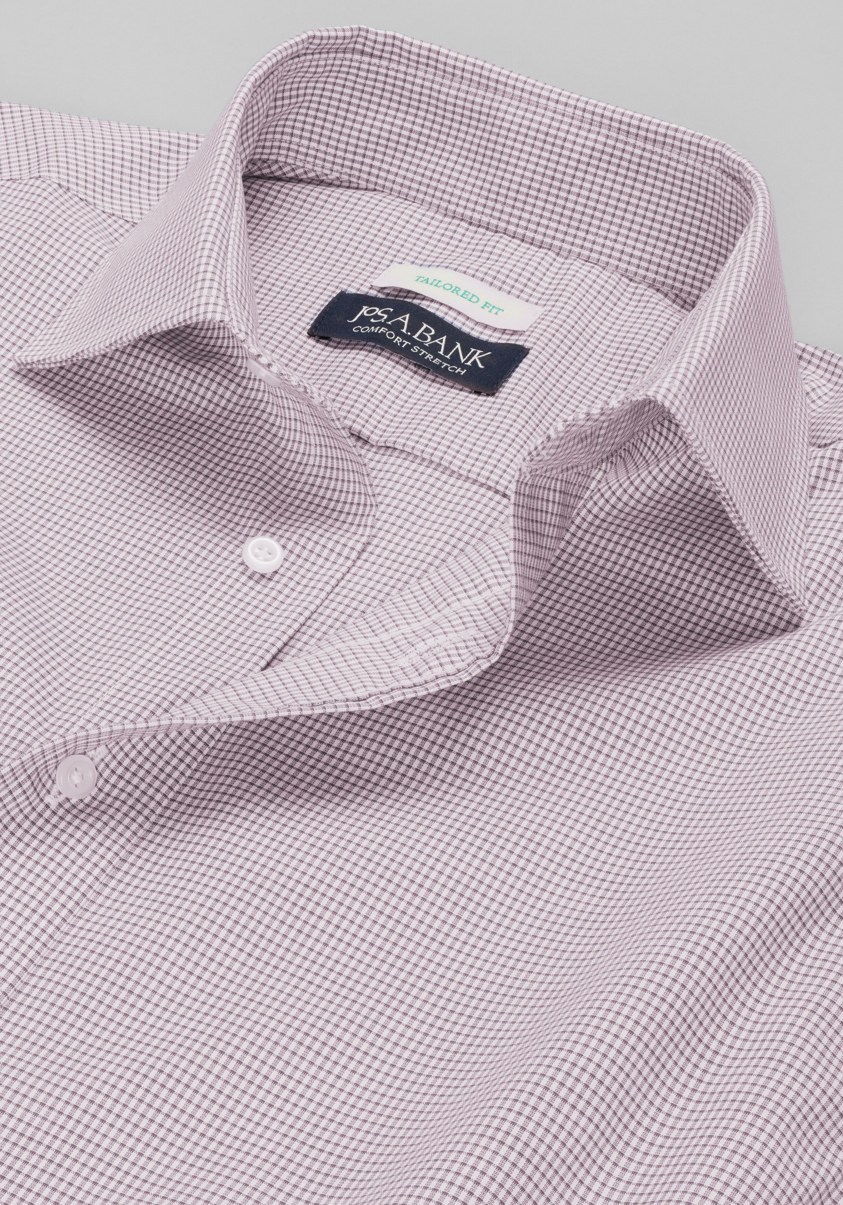 Jos. A. Bank Tailored Fit Spread Collar Micro Grid Dress Shirt CLEARANCE