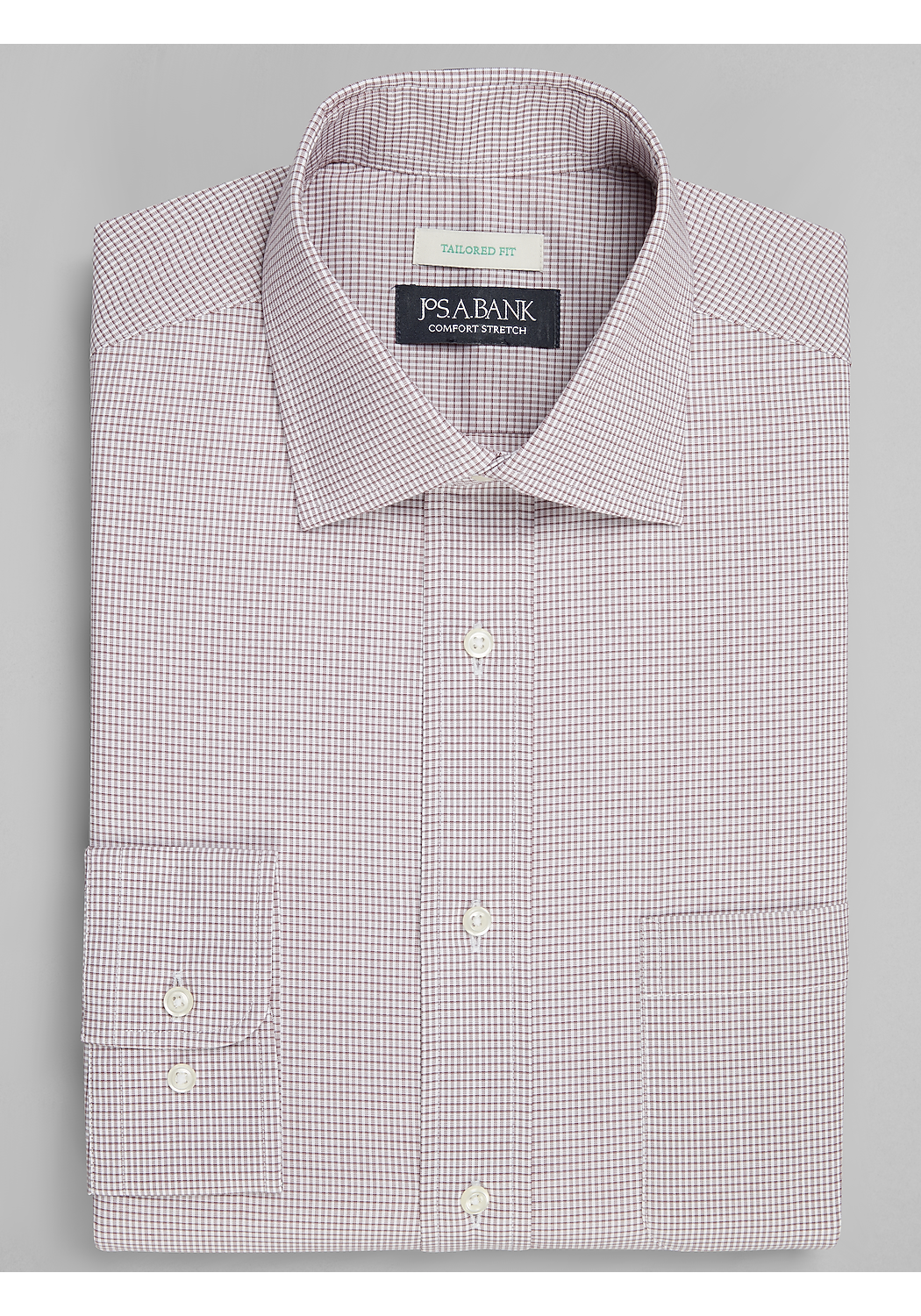 Jos. A. Bank Tailored Fit Spread Collar Micro Grid Dress Shirt
