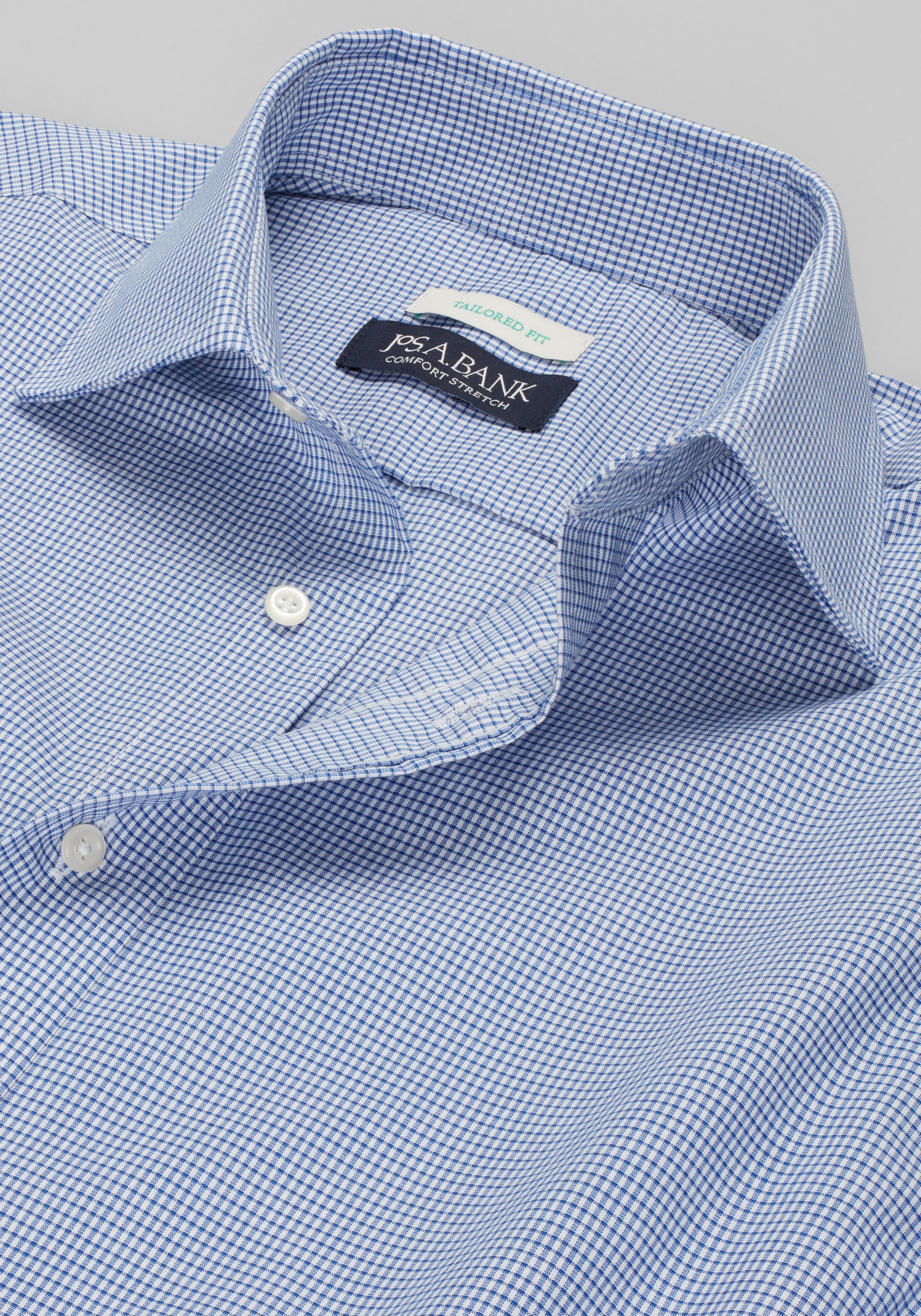 Jos. A. Bank Tailored Fit Spread Collar Tiny Grid Dress Shirt