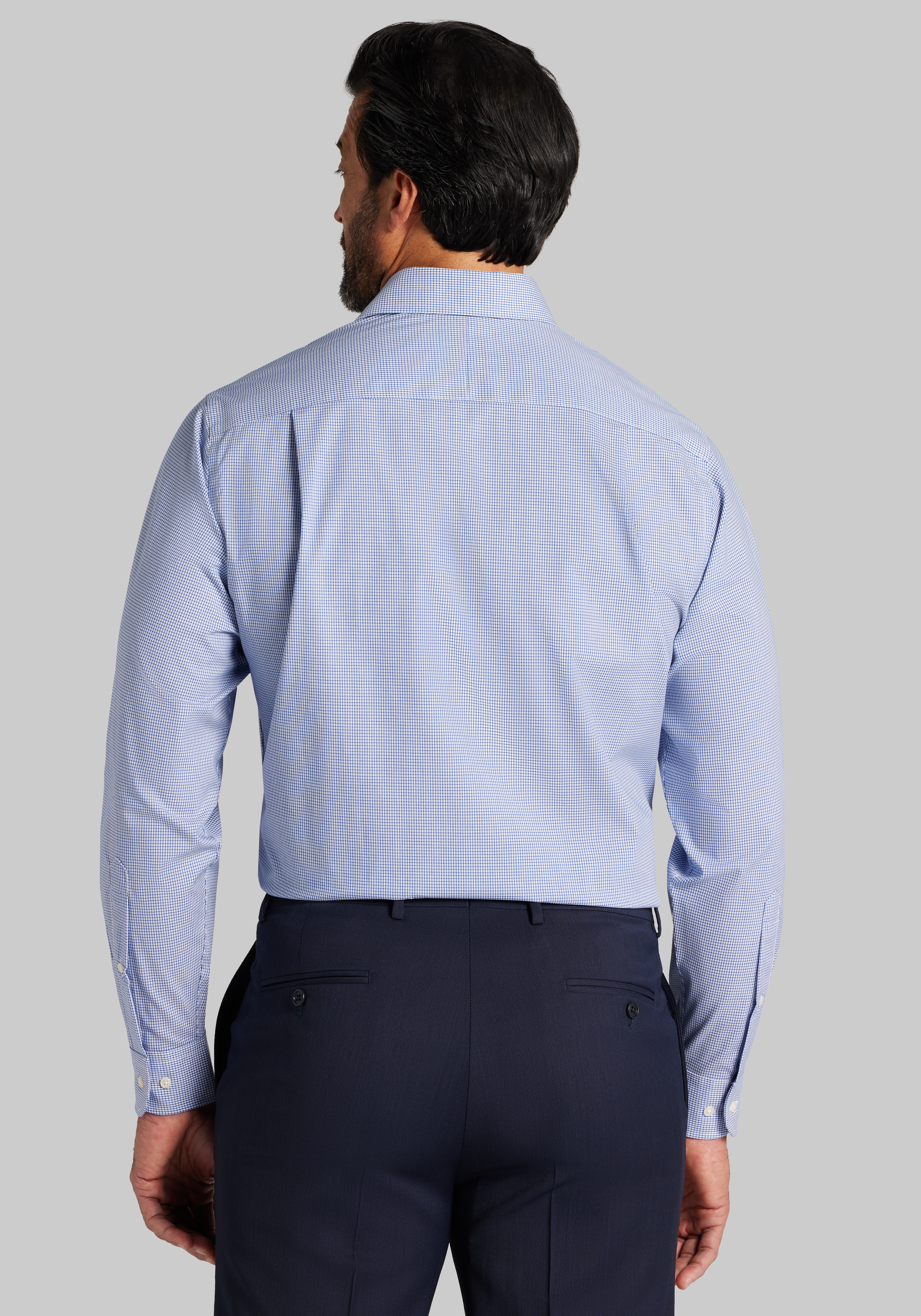 Jos. A. Bank Tailored Fit Spread Collar Tiny Grid Dress Shirt