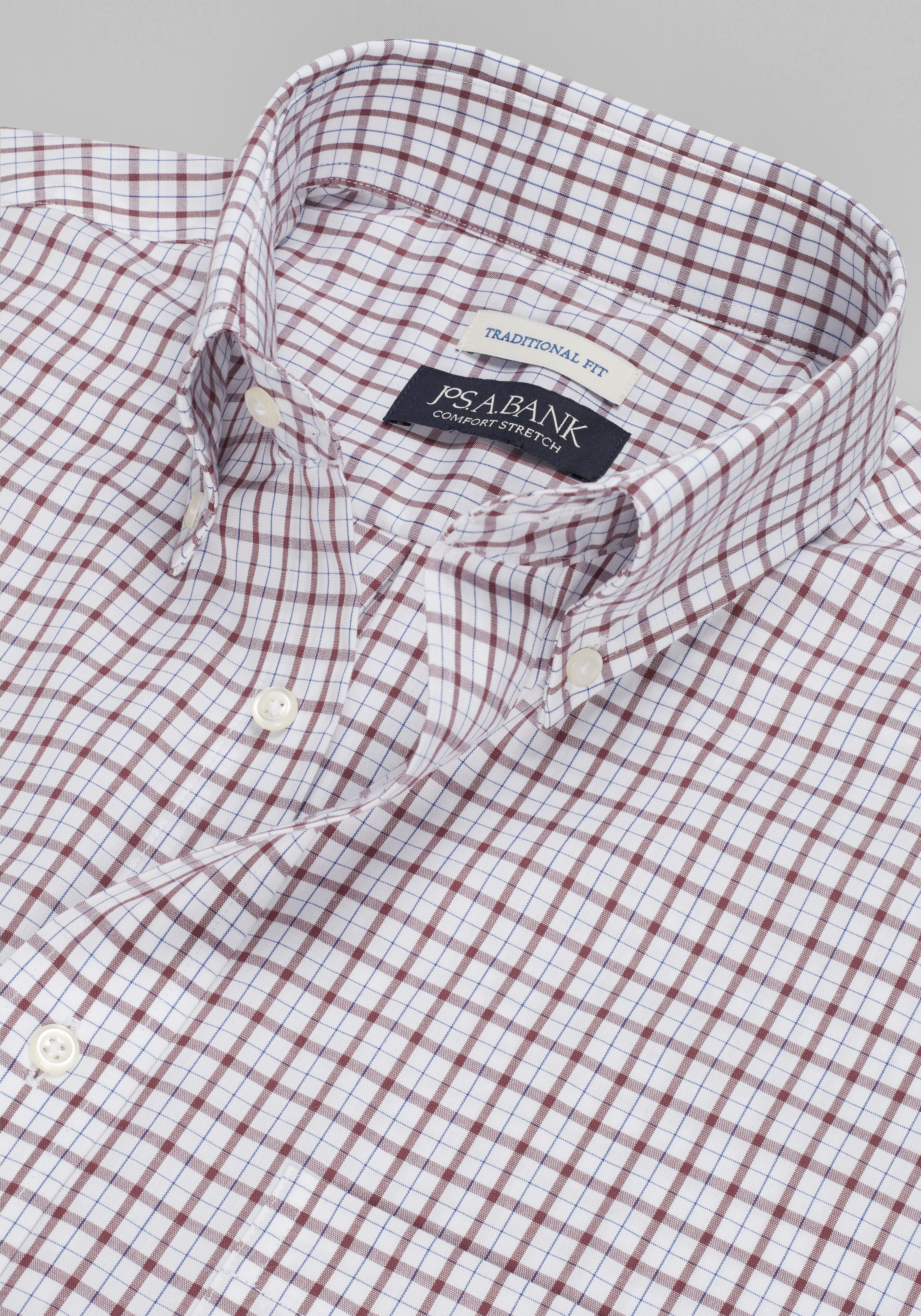 Jos. A. Bank Traditional Fit Button-Down Collar Check Dress Shirt CLEARANCE