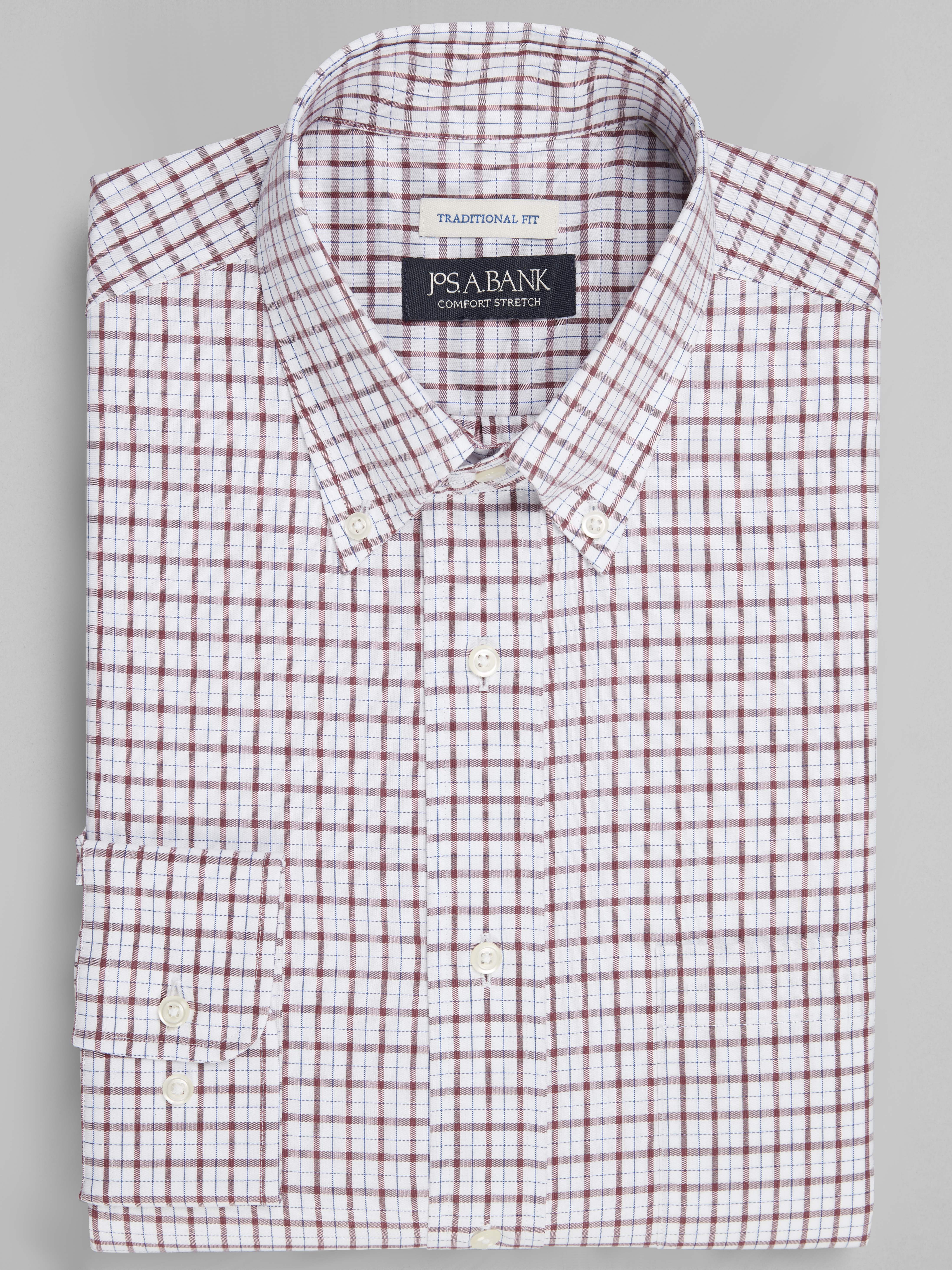 Men's Dress Shirts, Jos. A. Bank Traditional Fit Button-Down Collar Check Dress Shirt - Jos A Bank