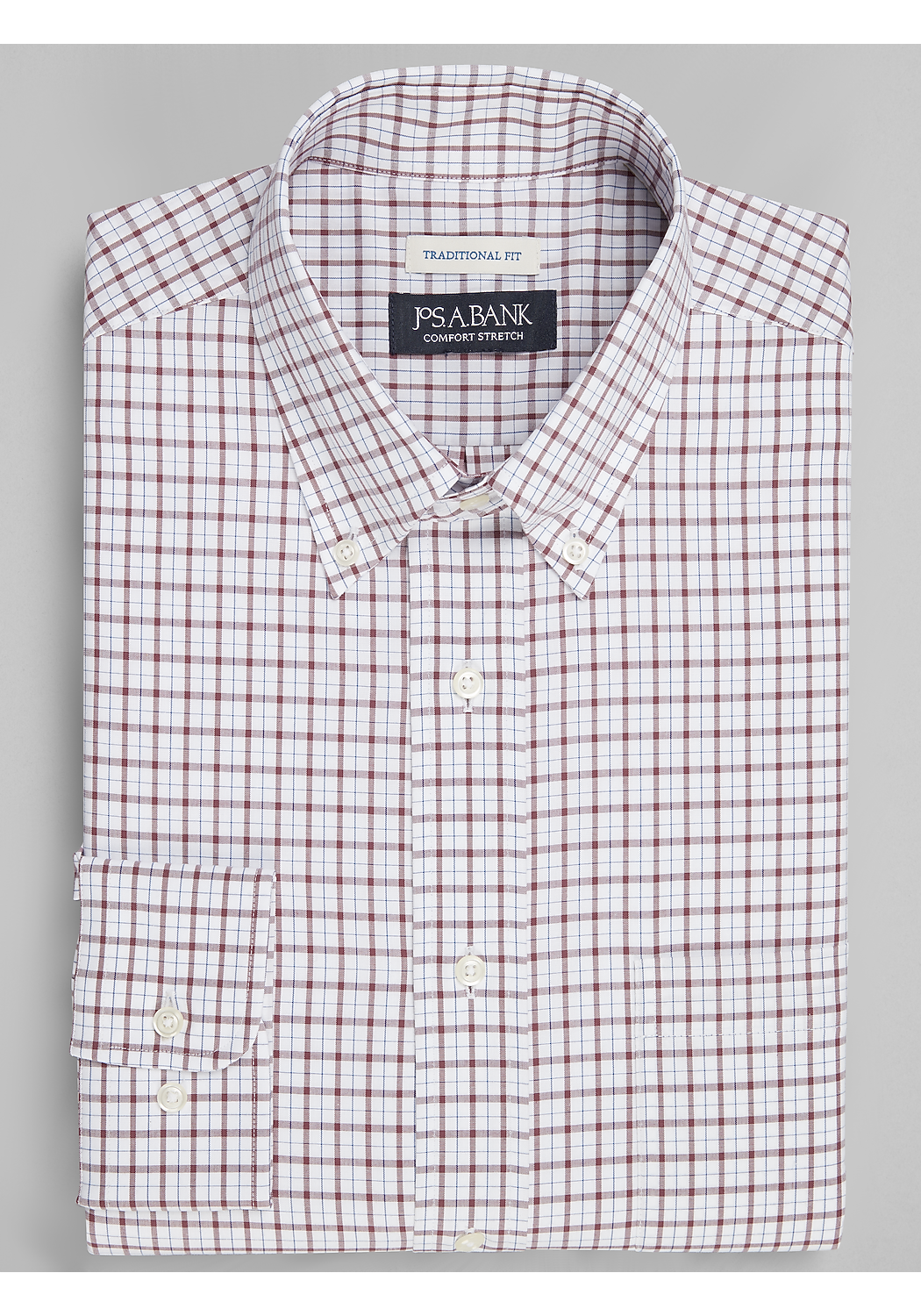 Jos. A. Bank Traditional Fit Button-Down Collar Check Dress Shirt - Big & Tall CLEARANCE