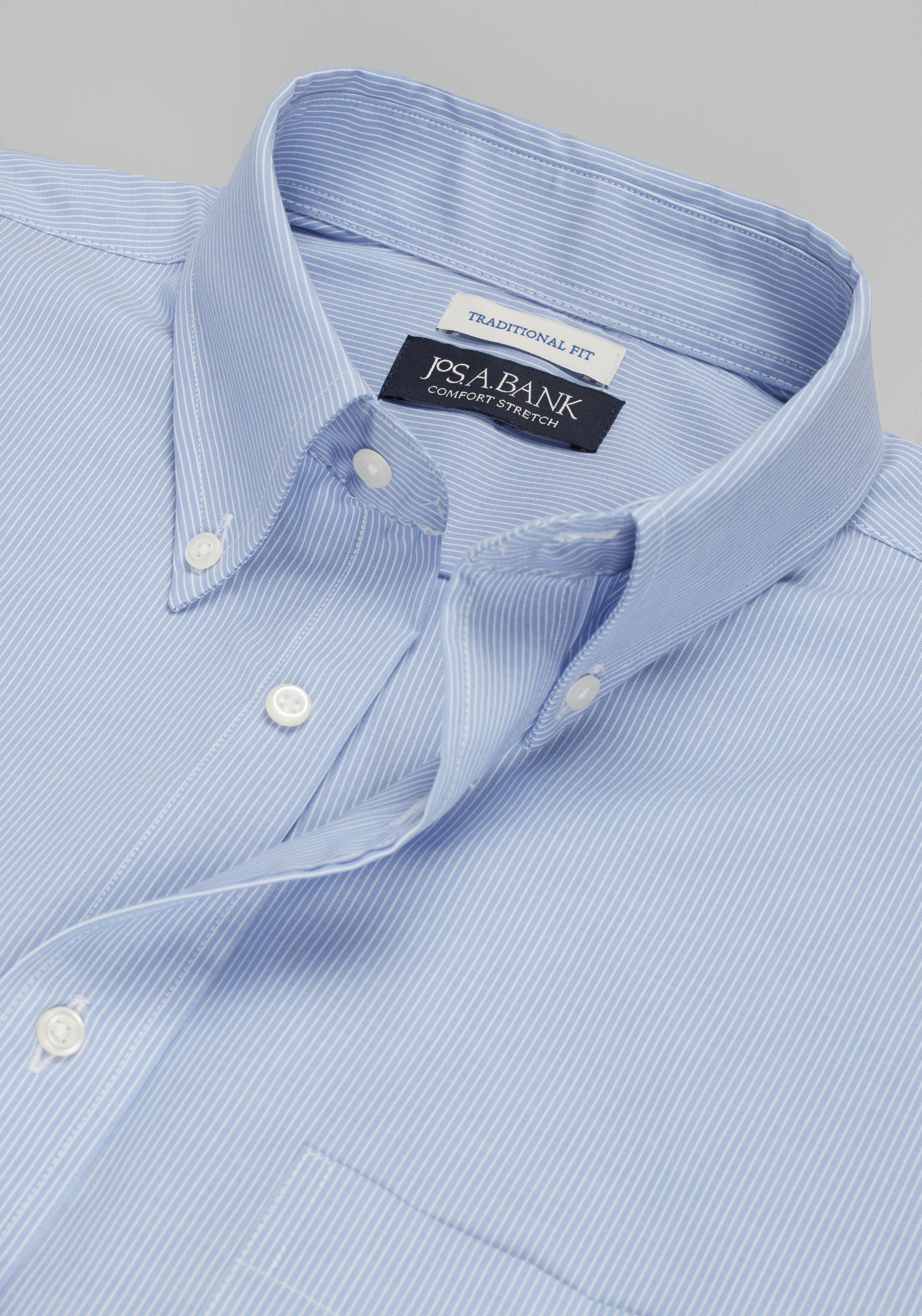 Jos. A. Bank Traditional Fit Fine Stripe Comfort Stretch Dress Shirt