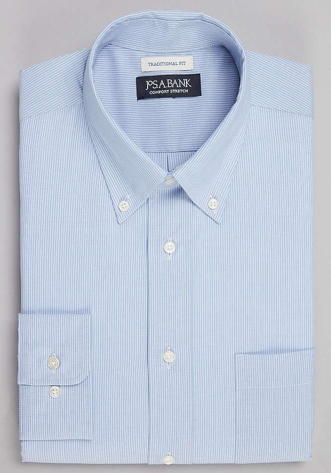 jos a bank big and tall dress shirts Jos A. Bank Traditional Fit Fine Stripe Comfort Stretch Dress Shirt - Big &  Tall - New Arrivals