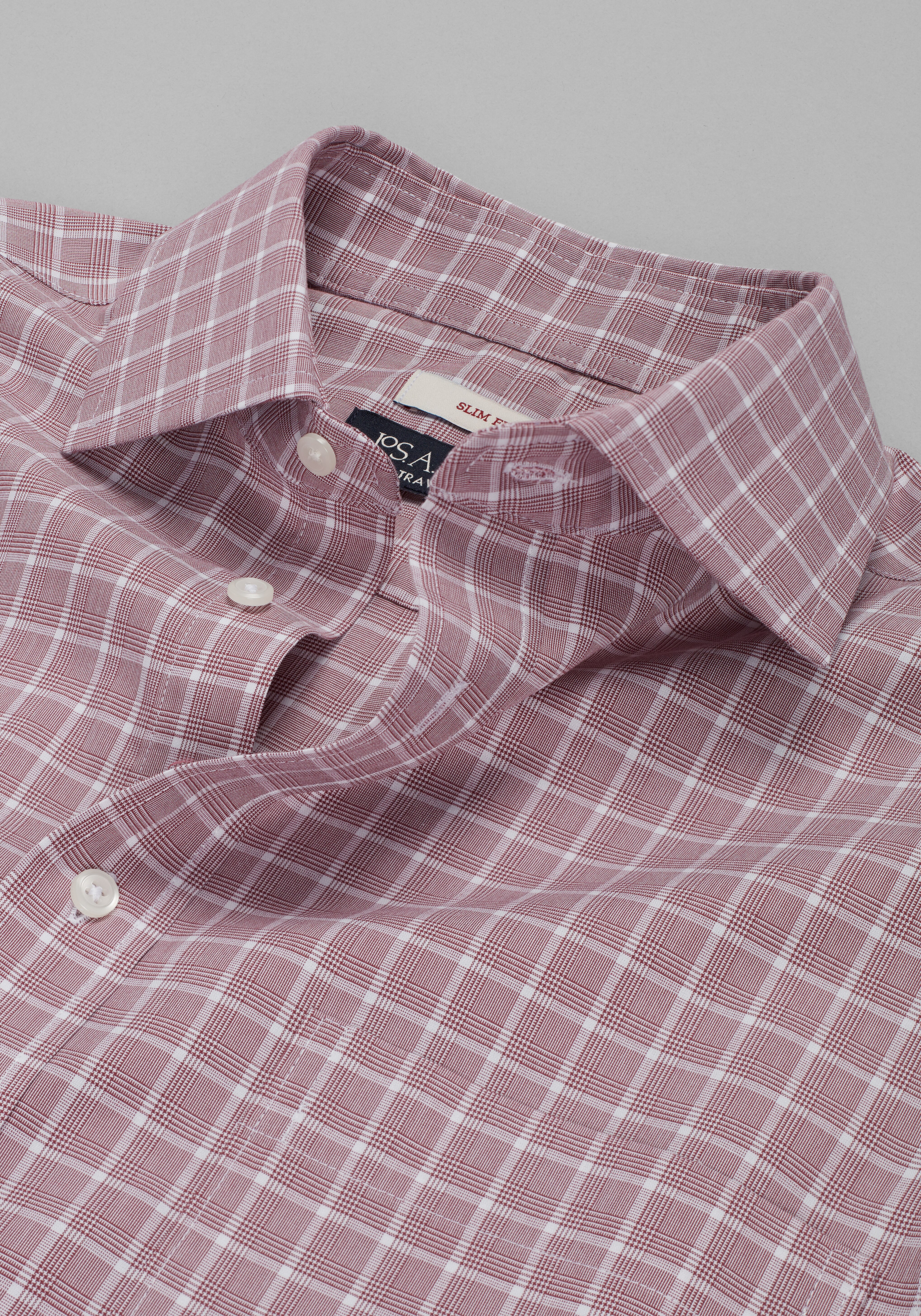 Traveler® Collection Slim Fit Spread Collar Glen Plaid Dress Shirt